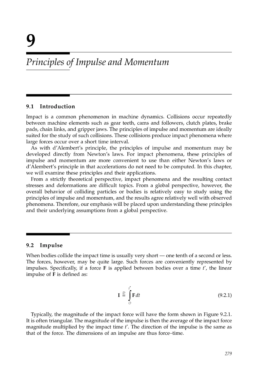 9.  Principles of Impulse and Momentum