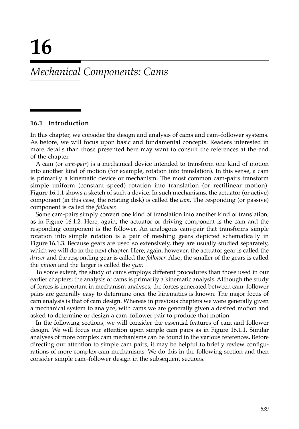 16.  Mechanical Components: Cams