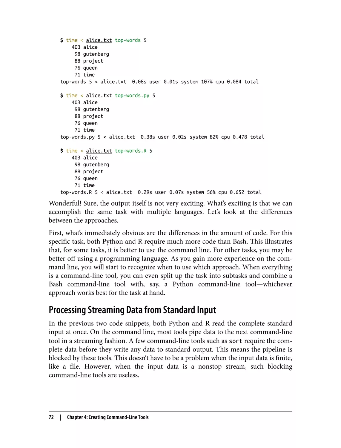 Processing Streaming Data from Standard Input