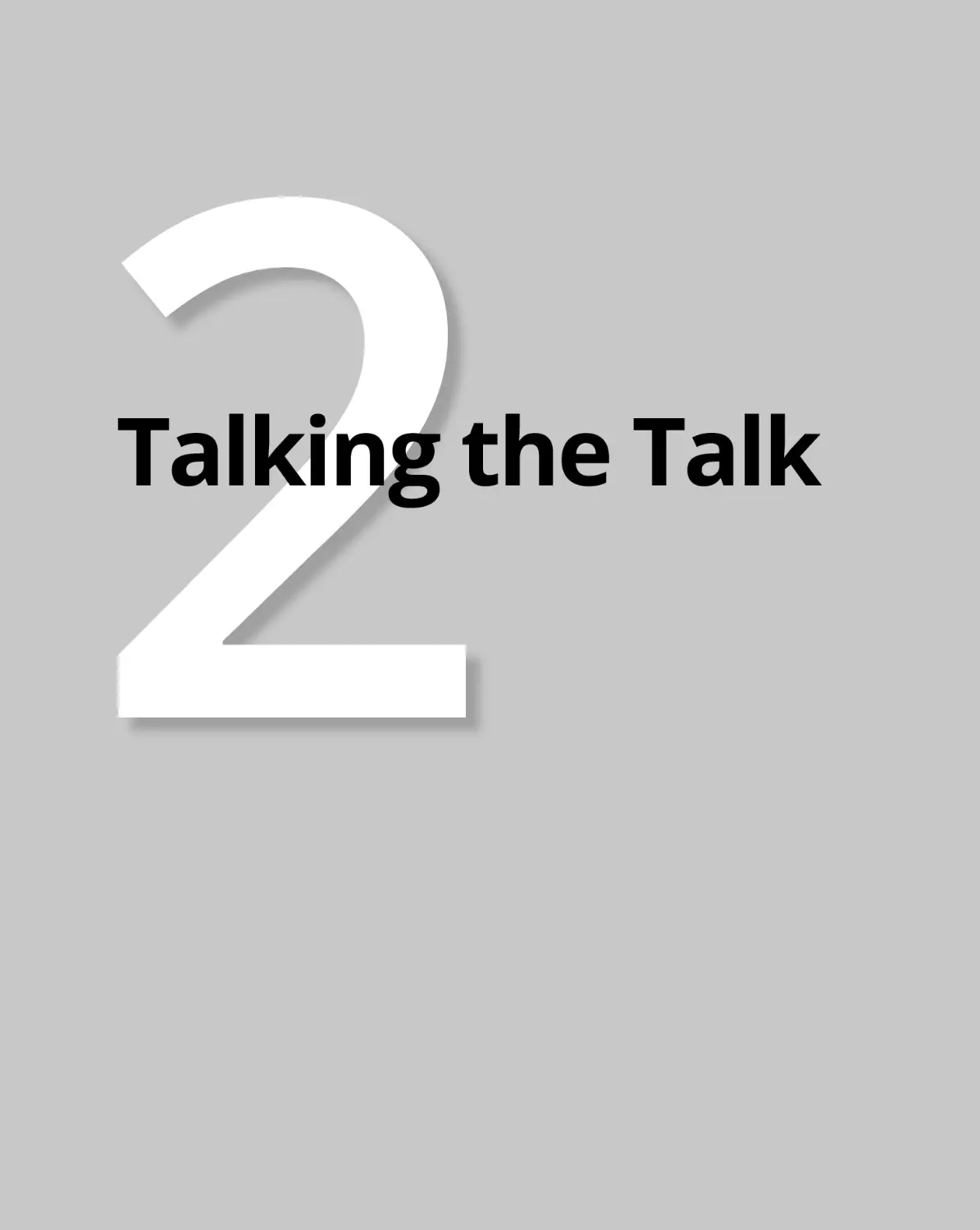 Part 2 Talking the Talk