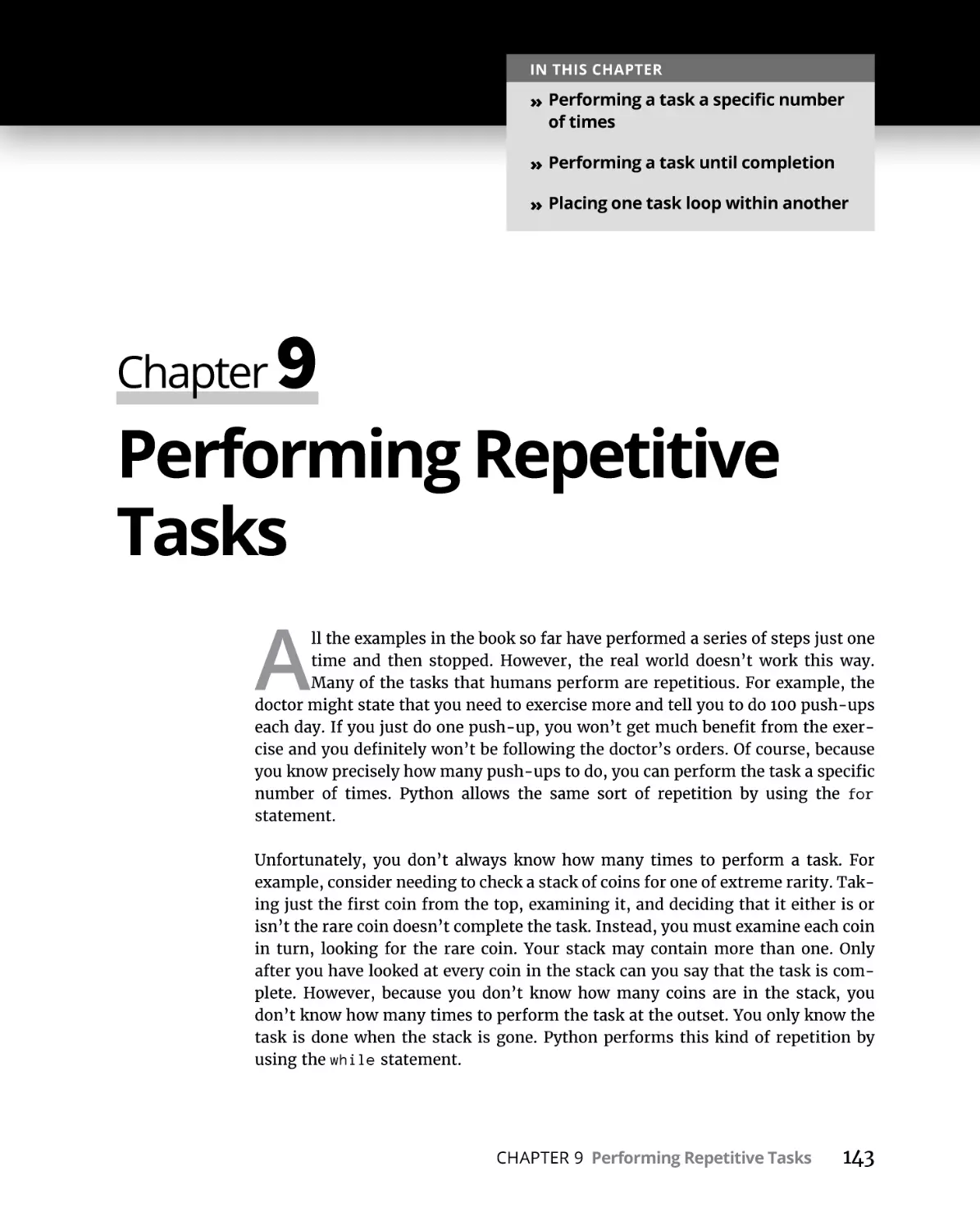 Chapter 9 Performing Repetitive Tasks