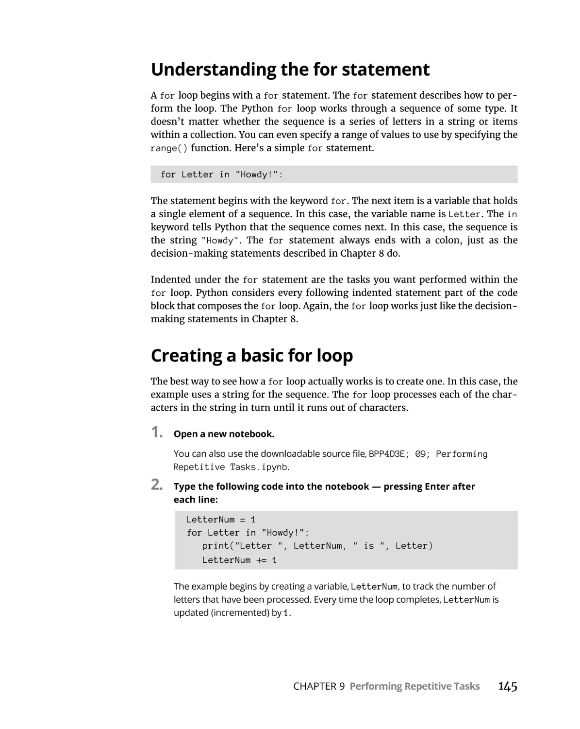 Understanding the for statement
Creating a basic for loop