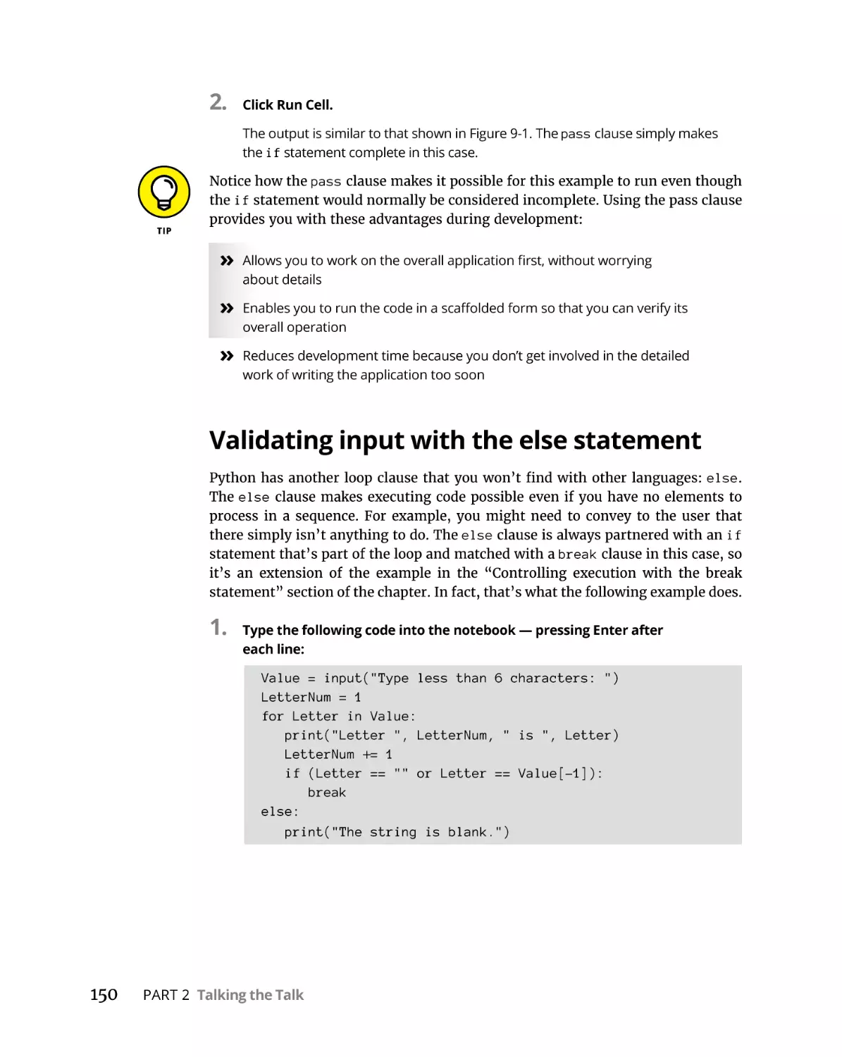 Validating input with the else statement