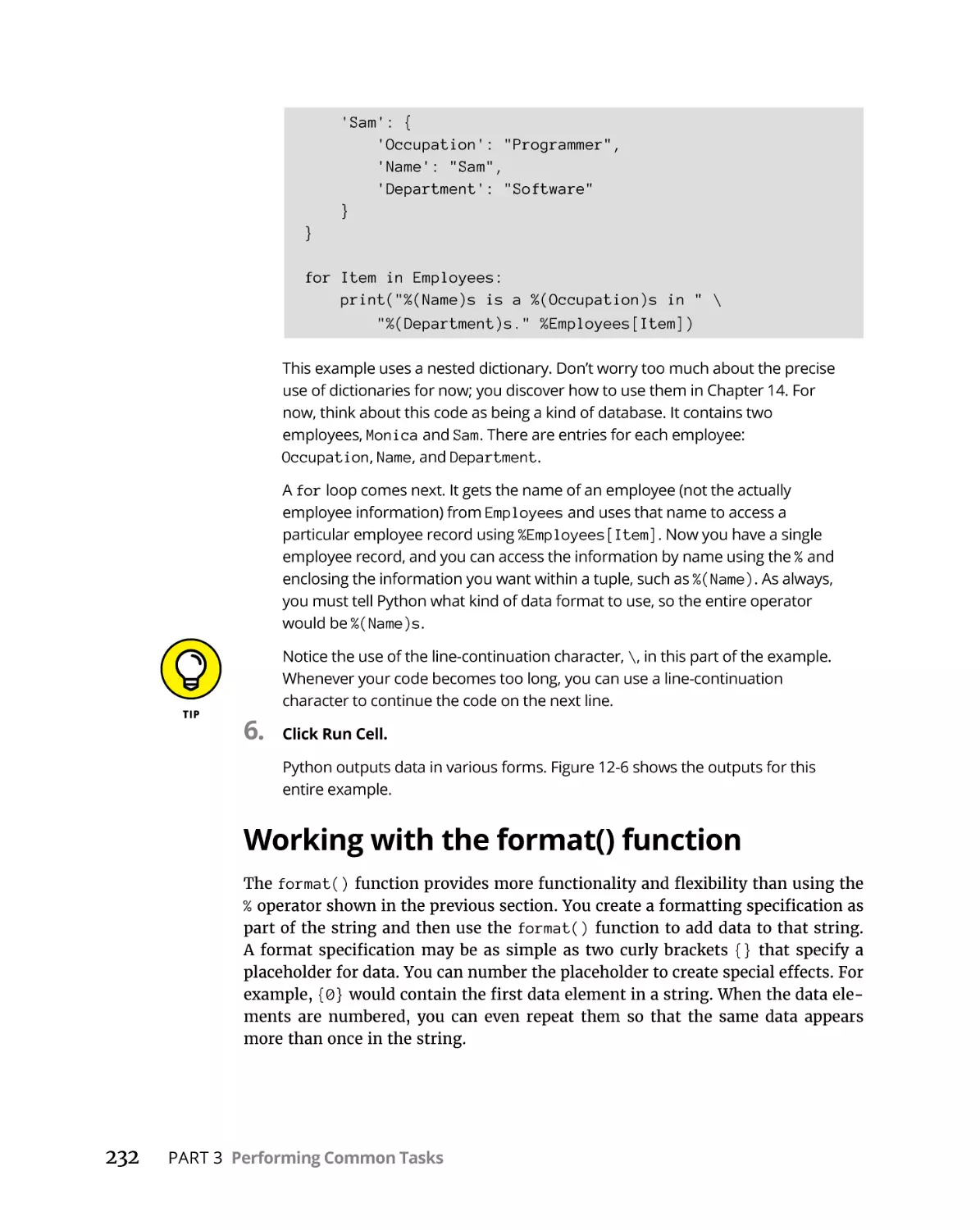 Working with the format() function
