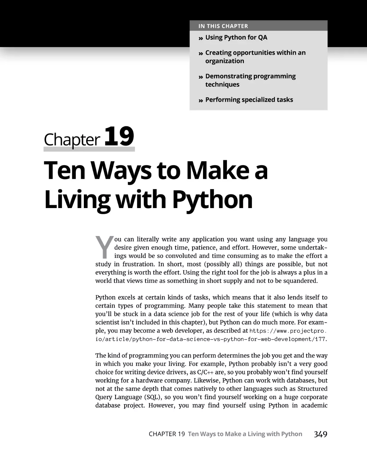 Chapter 19 Ten Ways to Make a Living with Python