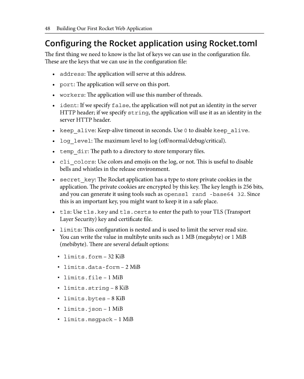 Configuring the Rocket application using Rocket.toml