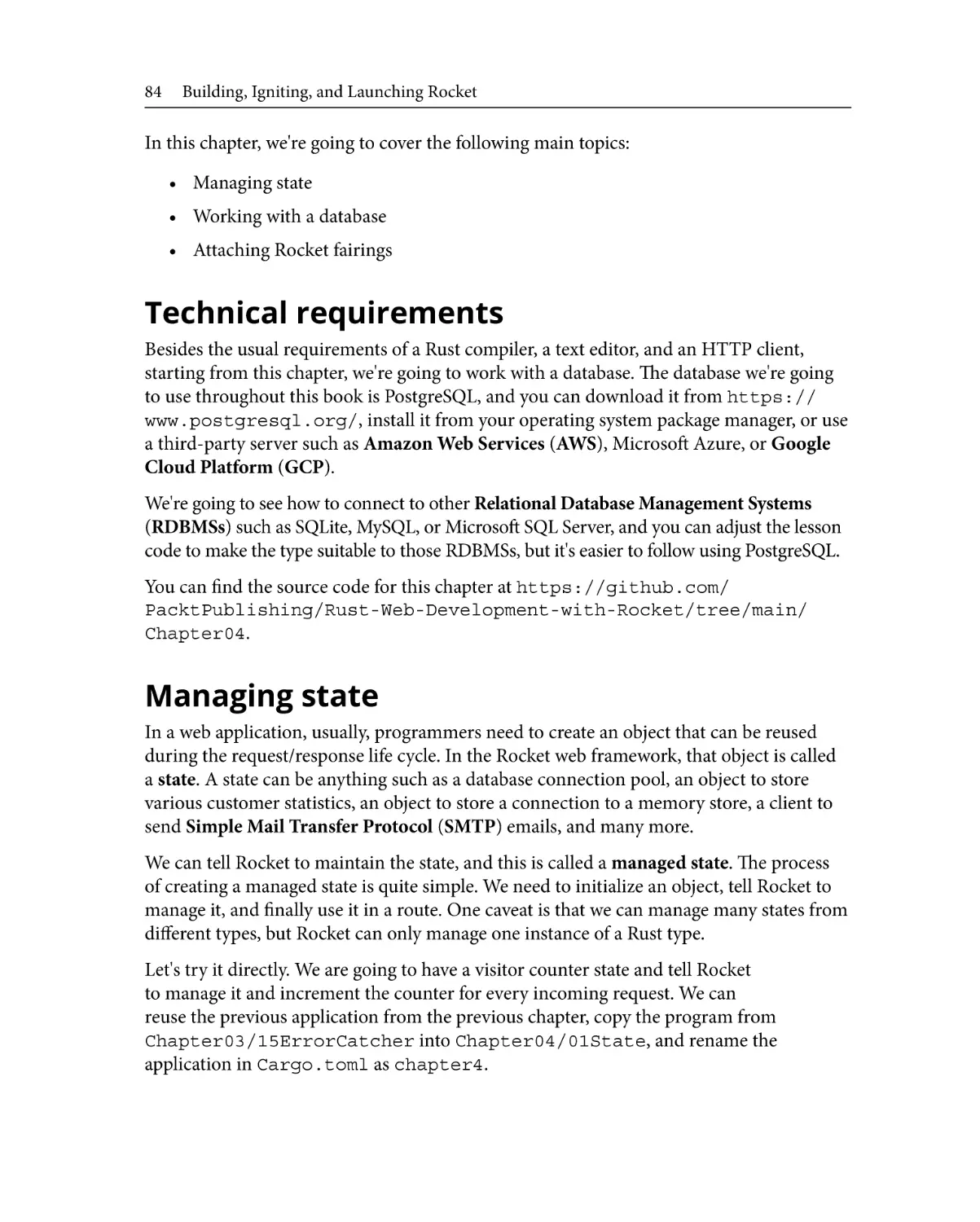 Technical requirements
Managing state