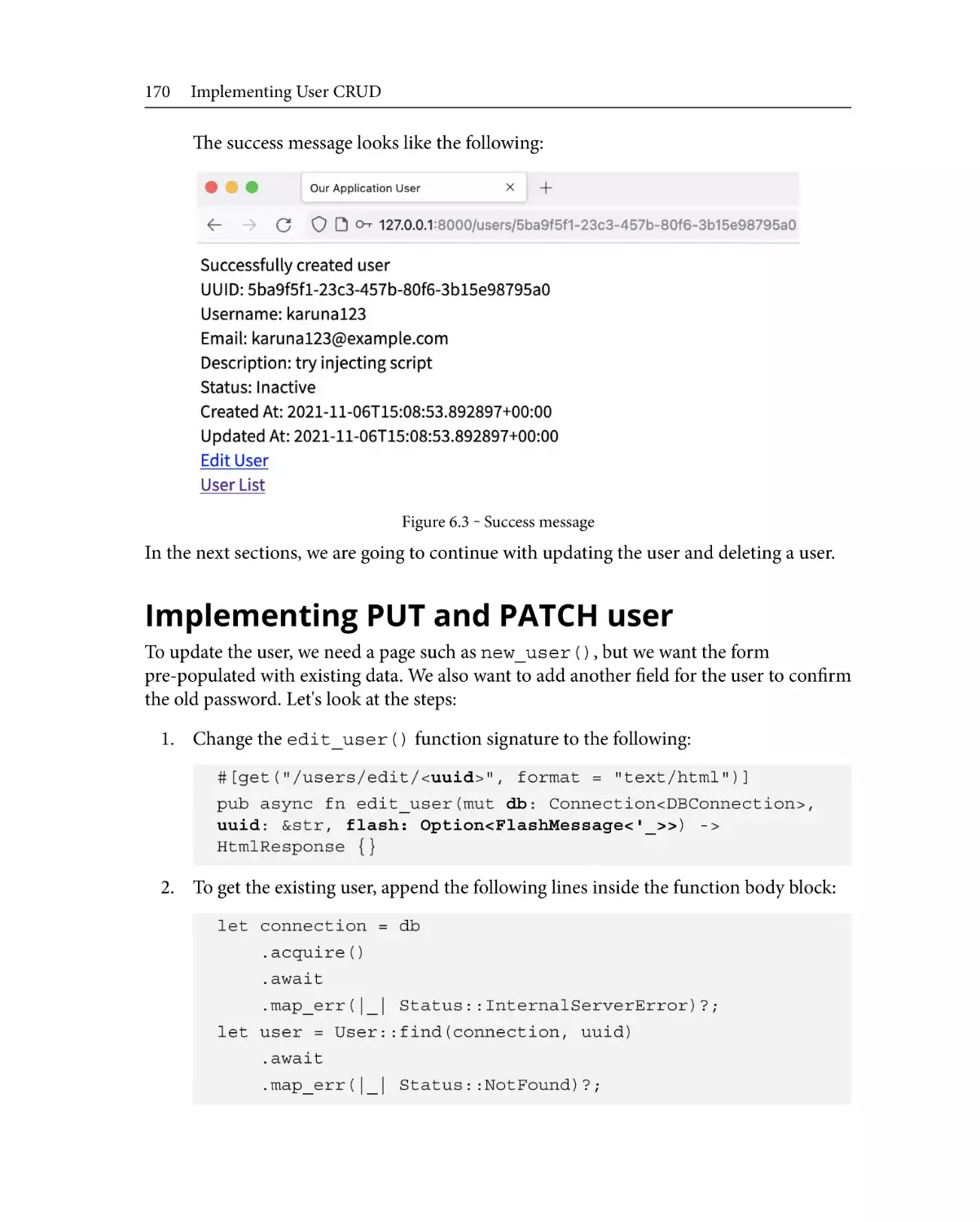 Implementing PUT and PATCH user