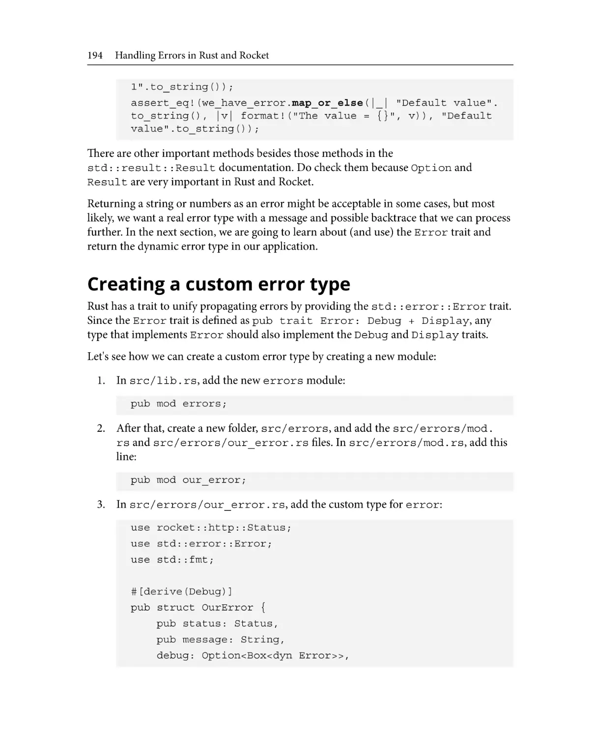 Creating a custom error type