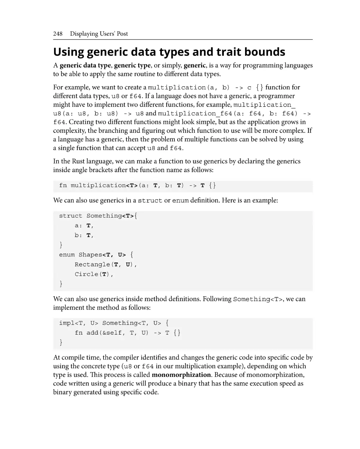 Using generic data types and trait bounds