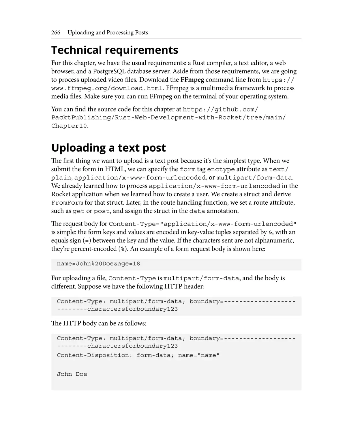 Technical requirements
Uploading a text post
