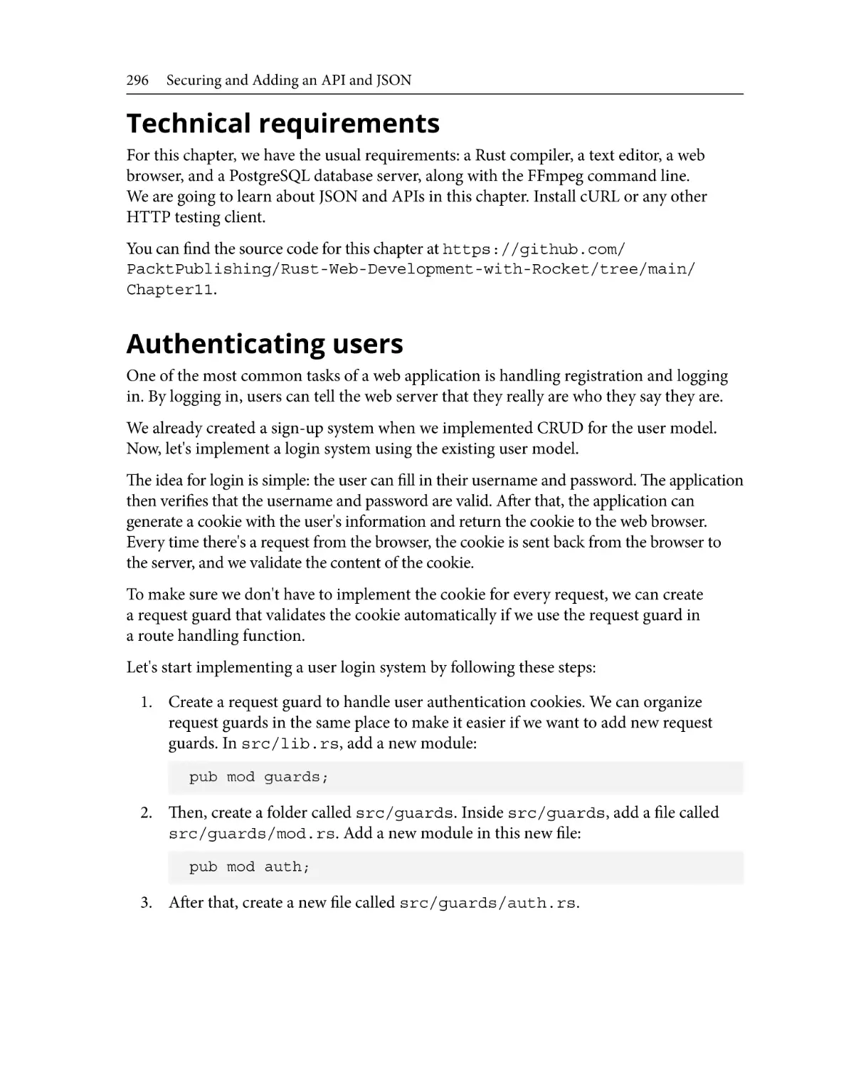 Technical requirements
Authenticating users