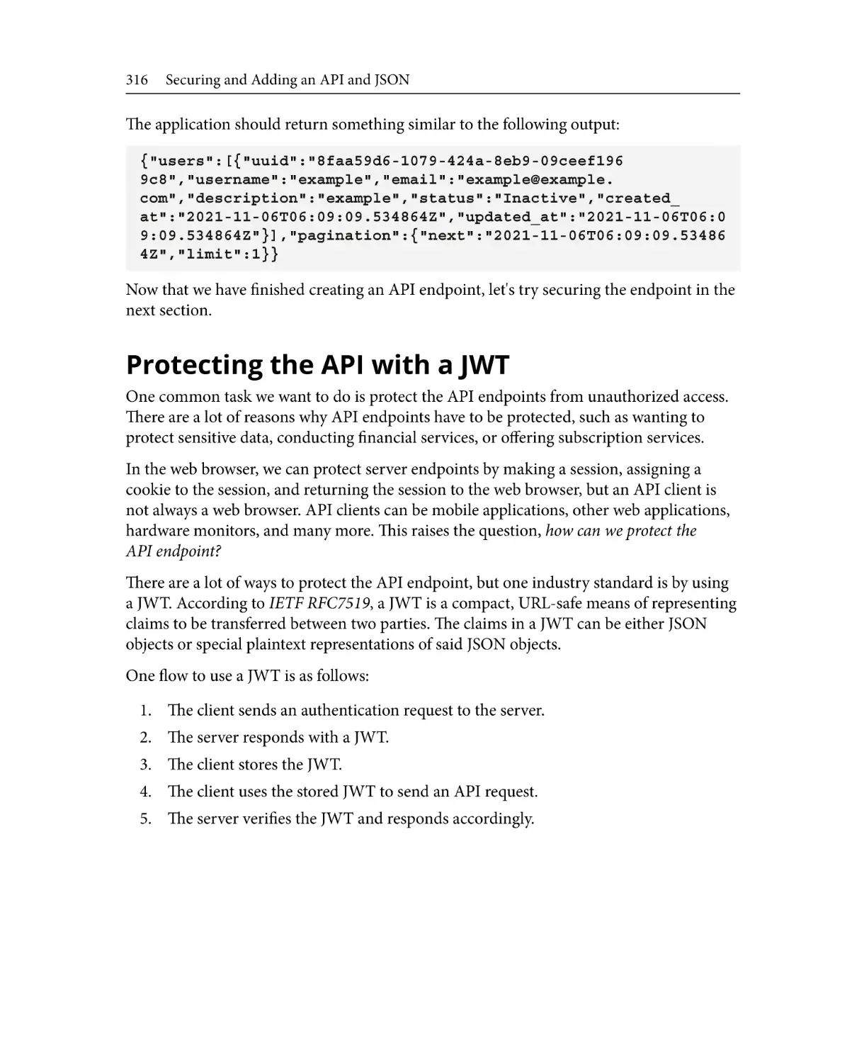 Protecting the API with a JWT