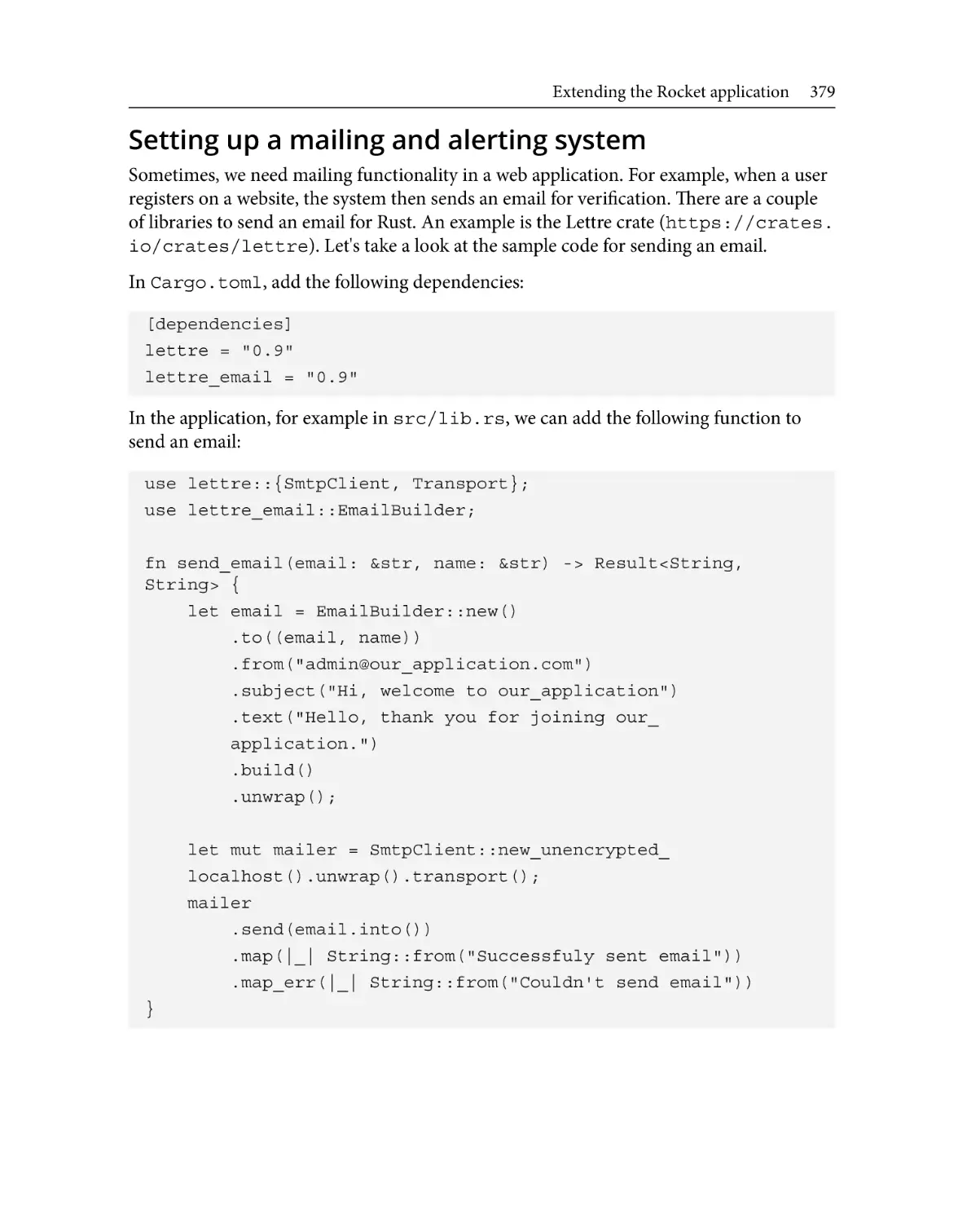 Setting up a mailing and alerting system