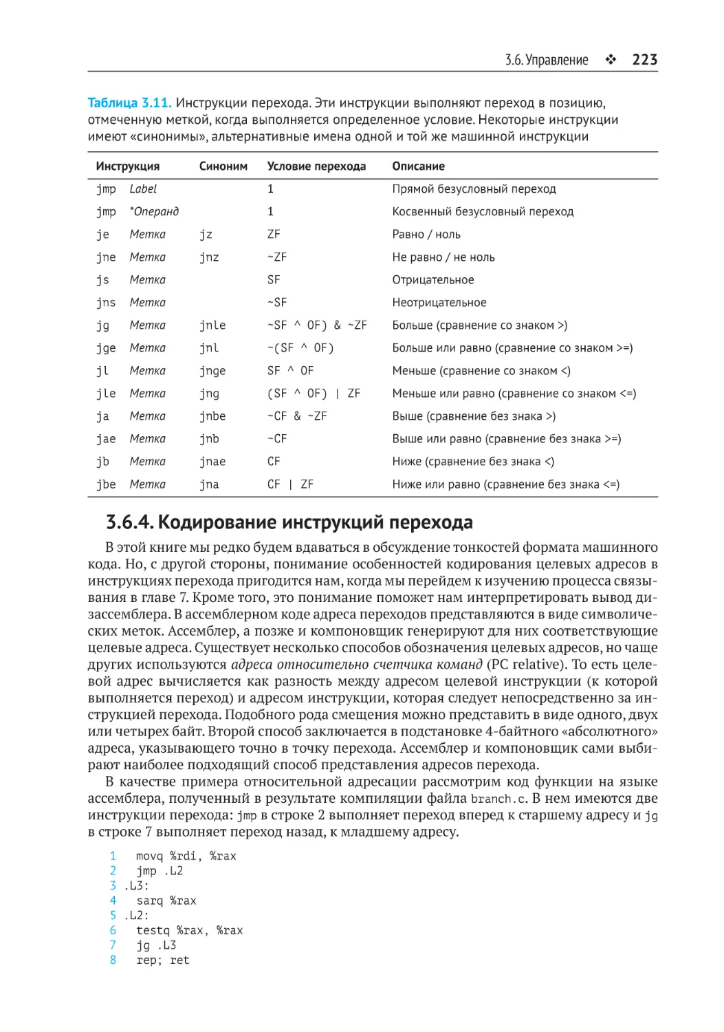 3.6.4. Кодирование инструкций перехода