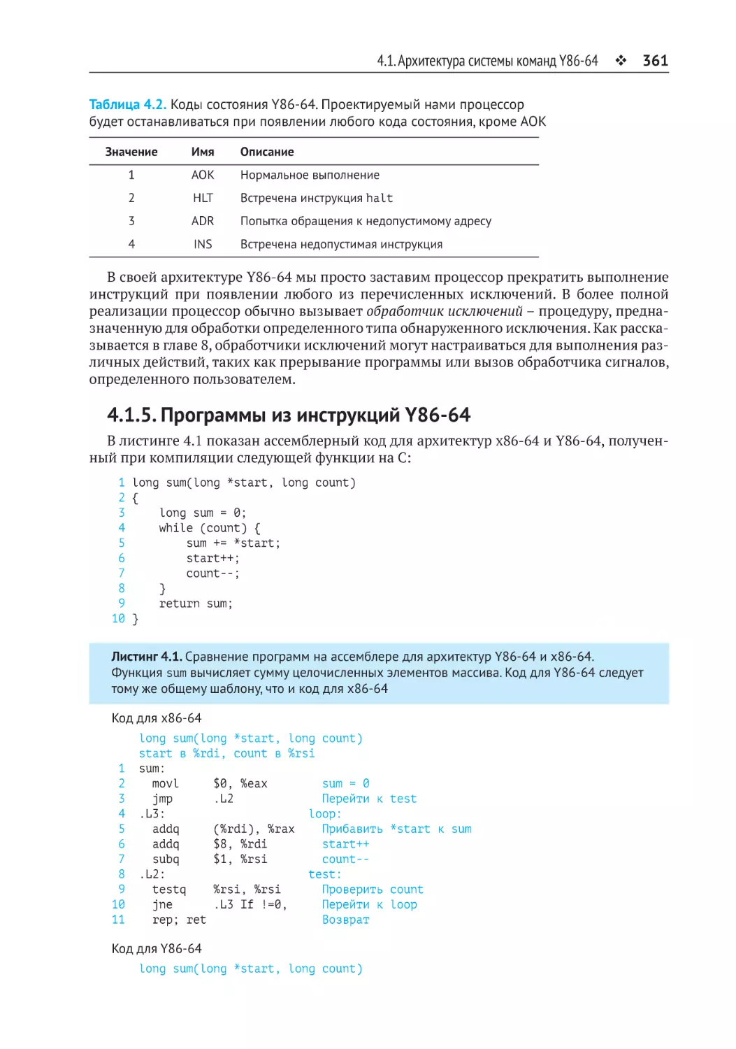 4.1.5. Программы из инструкций Y86-64