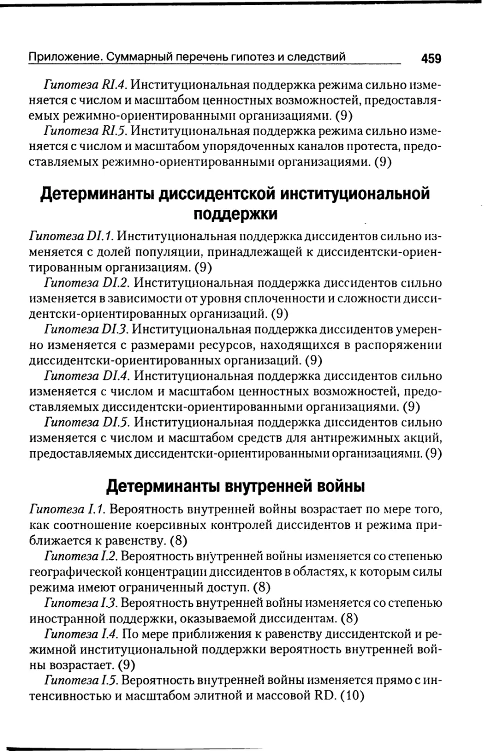 Детерминанты диссидентской институциональной поддержки [459]
Детерминанты внутренней войны [459]