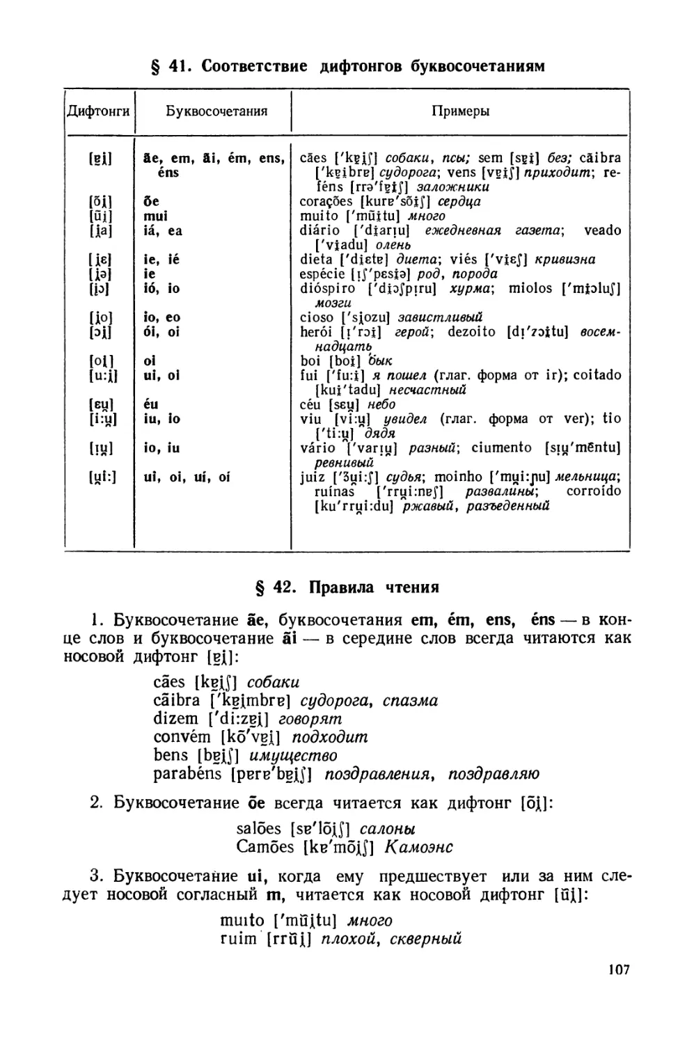 § 41. Соответствие дифтонгов буквосочетаниям
§ 42. Правила чтения