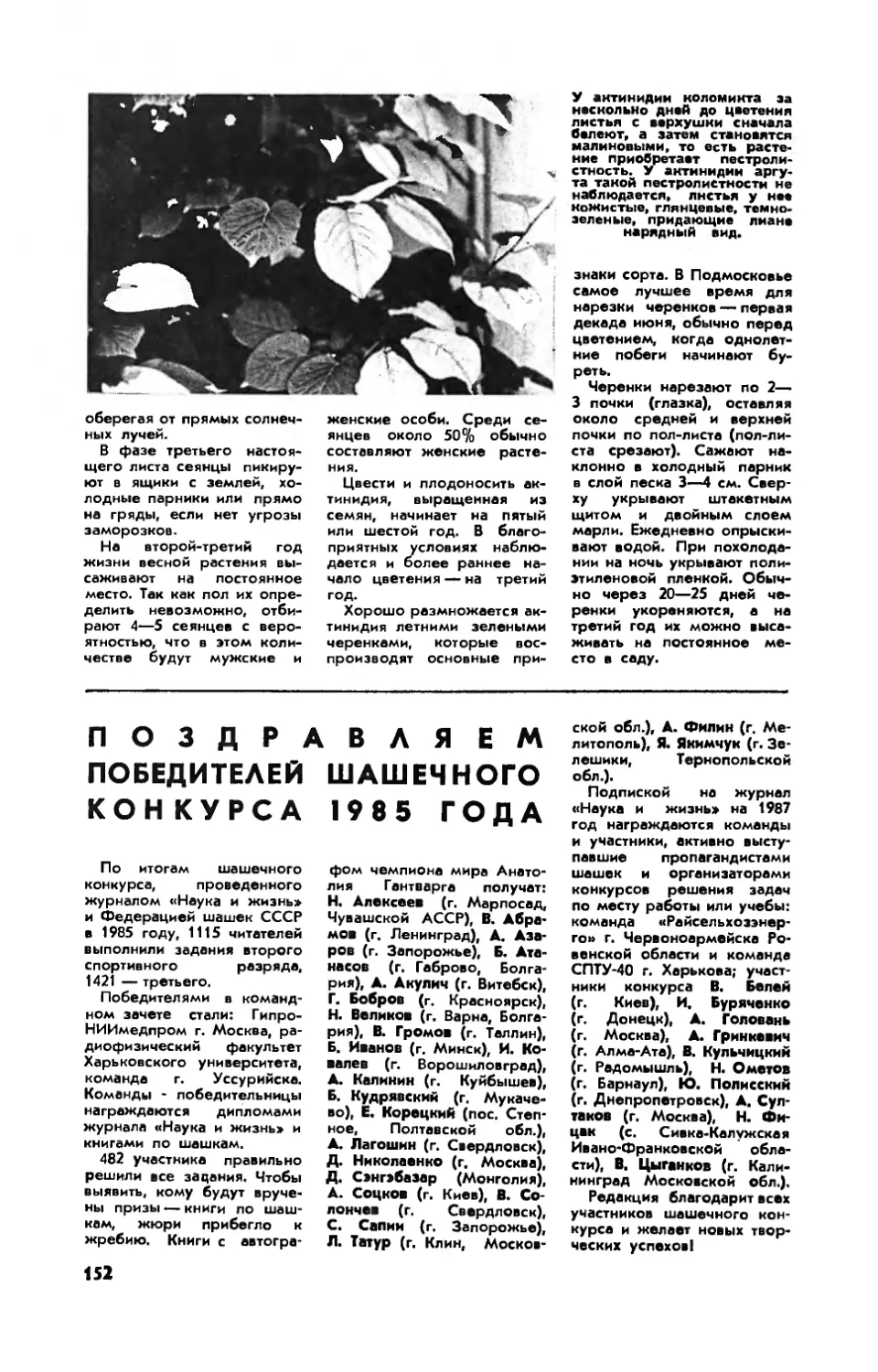 [Шашки] — Поздравляем победителей шашечного конкурса 1985 года