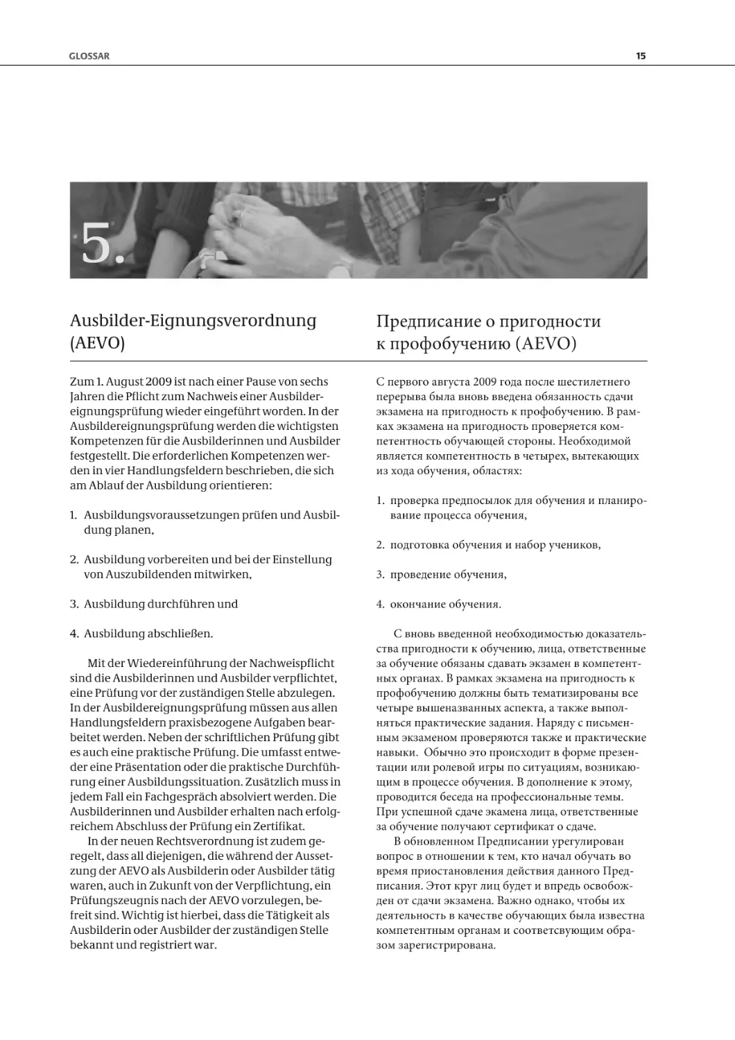 5. Ausbilder-Eignungsverordnung (AEVO) / Предписание о пригодности к профобучению