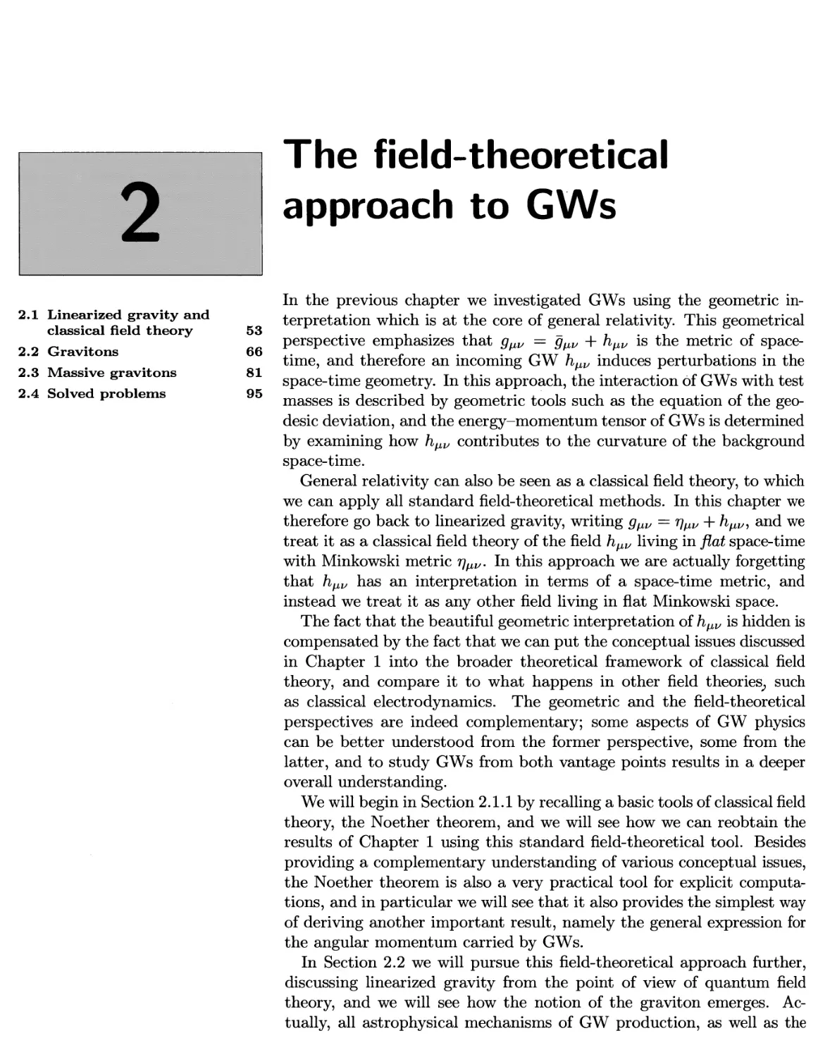 2 The field-theoretical approach to GWs 52