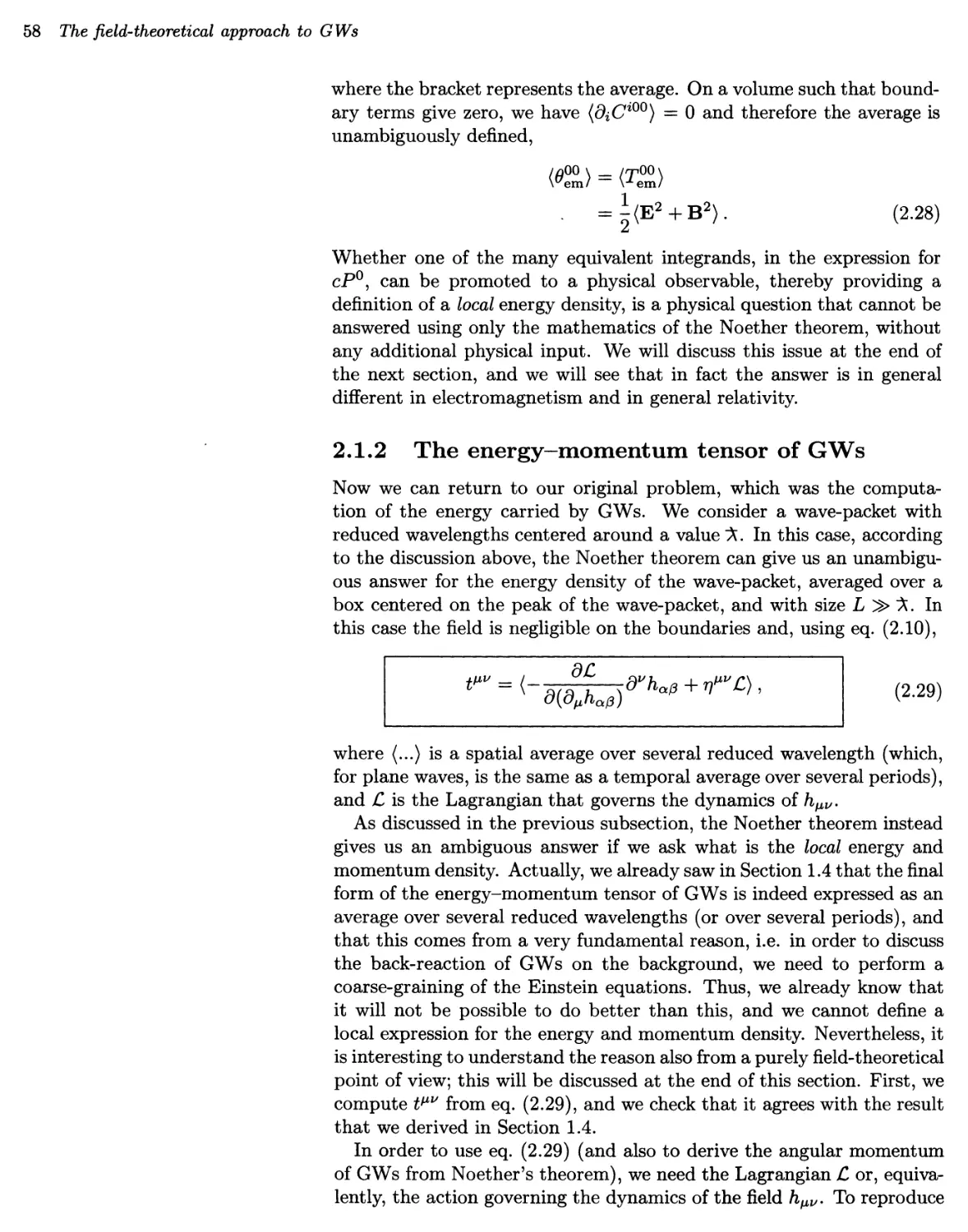 2.1.2 The energy-momentum tensor of GWs 58