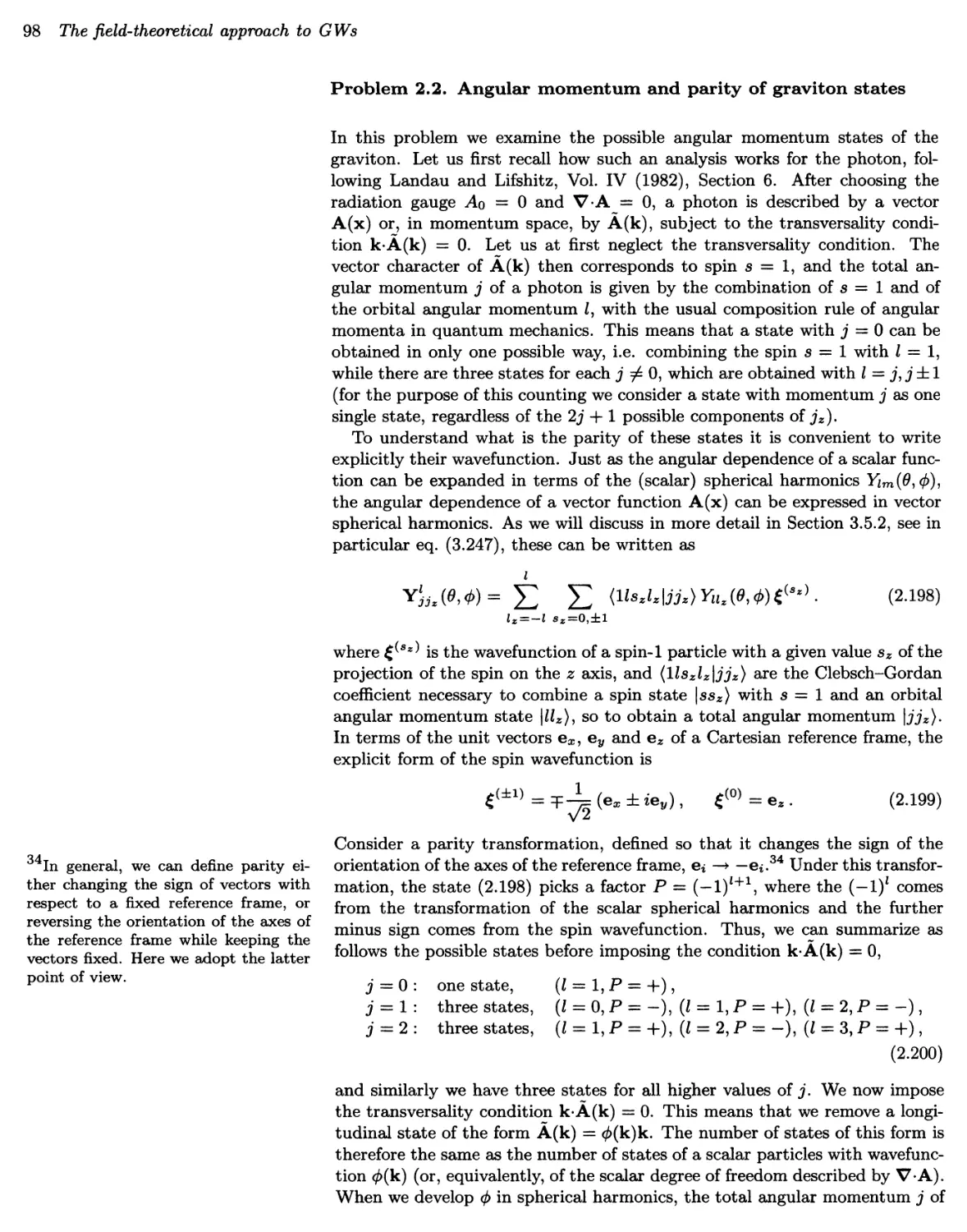 2.2. Angular momentum and parity of graviton states 98