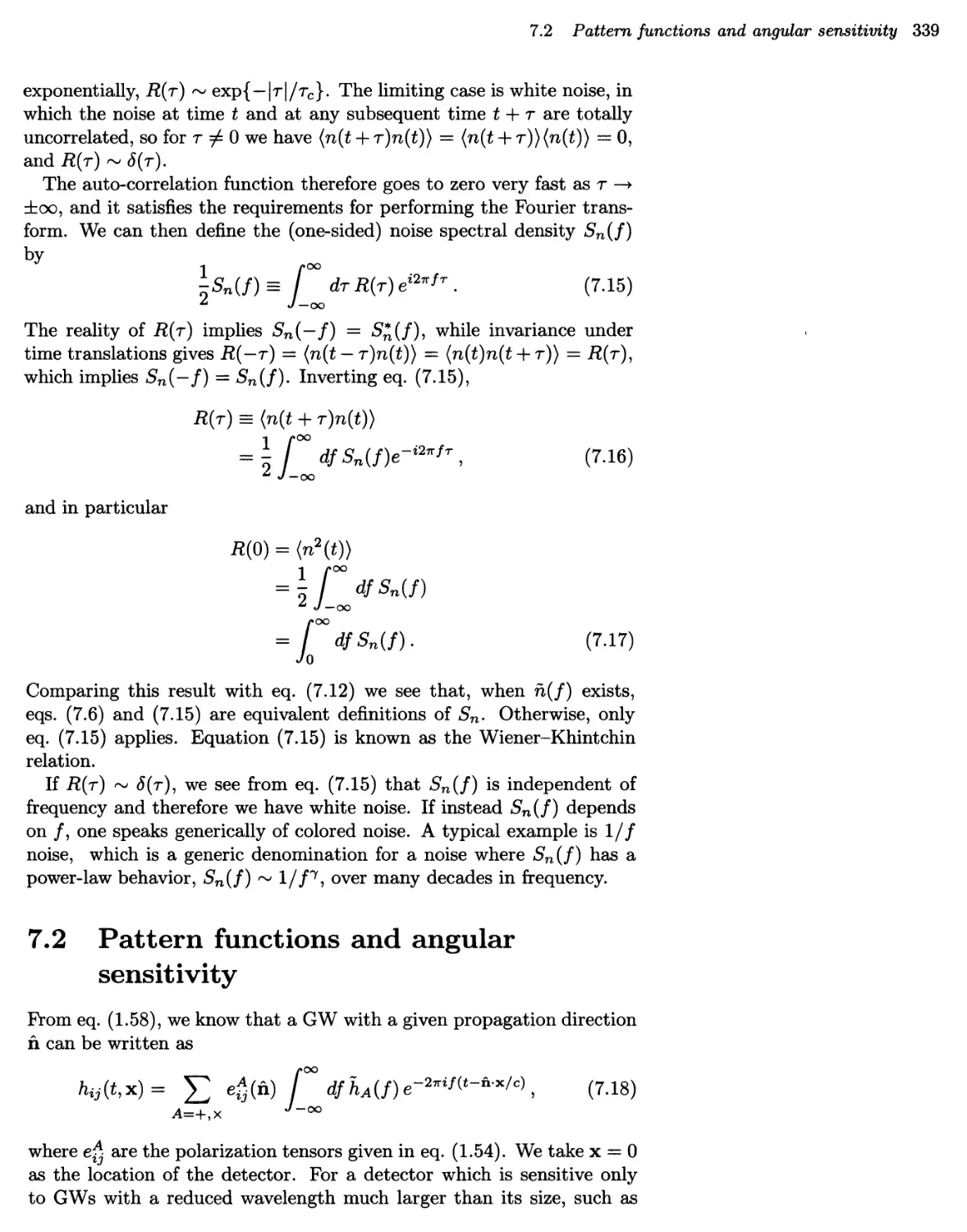 7.2 Pattern functions and angular sensitivity 339