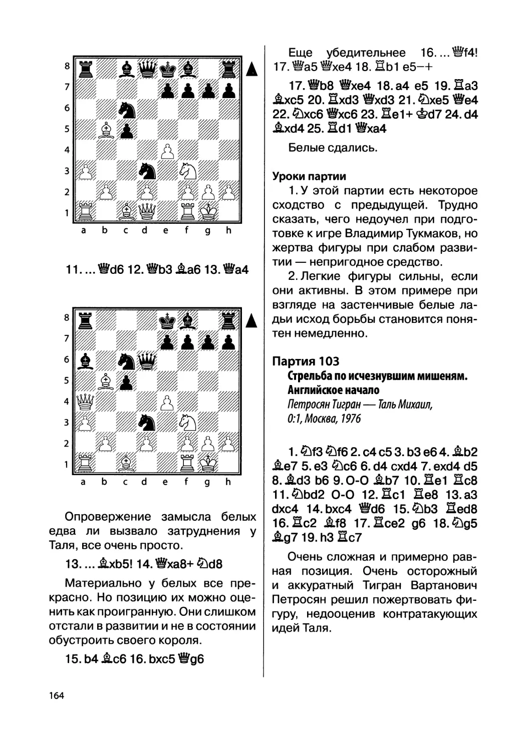 Партия 103. Петросян Тигран — Таль Михаил, 0:1, Москва, 1976