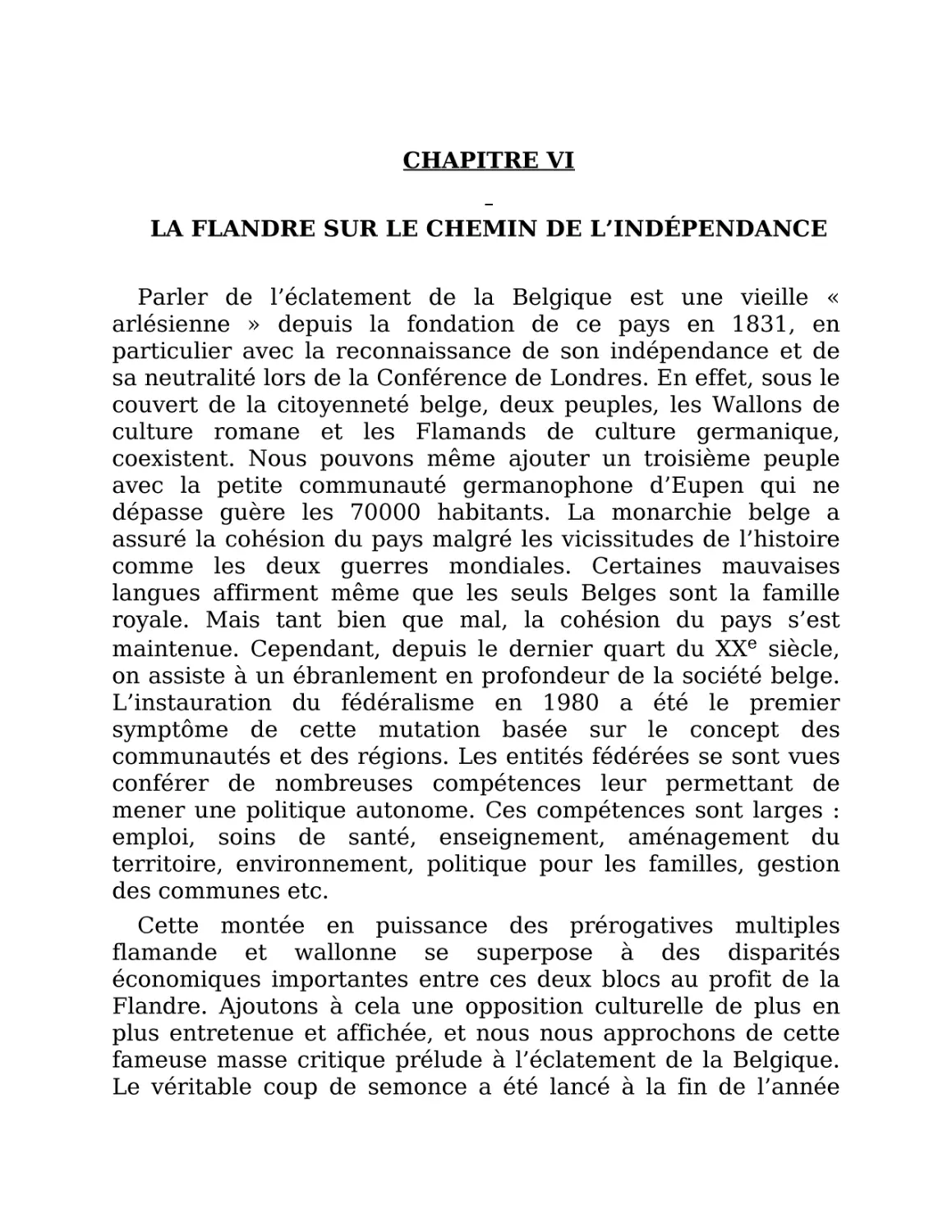 La Flandre sur le chemin de l’indépendance