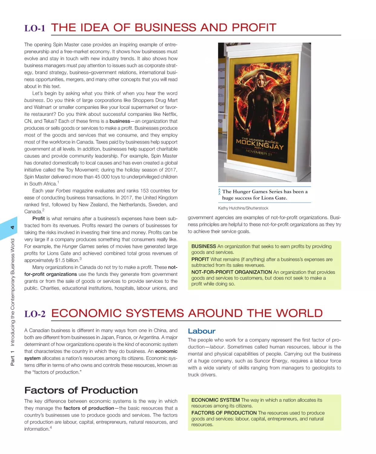 LO‐1 The Idea of Business and Profit
LO‐2 Economic Systems Around the World