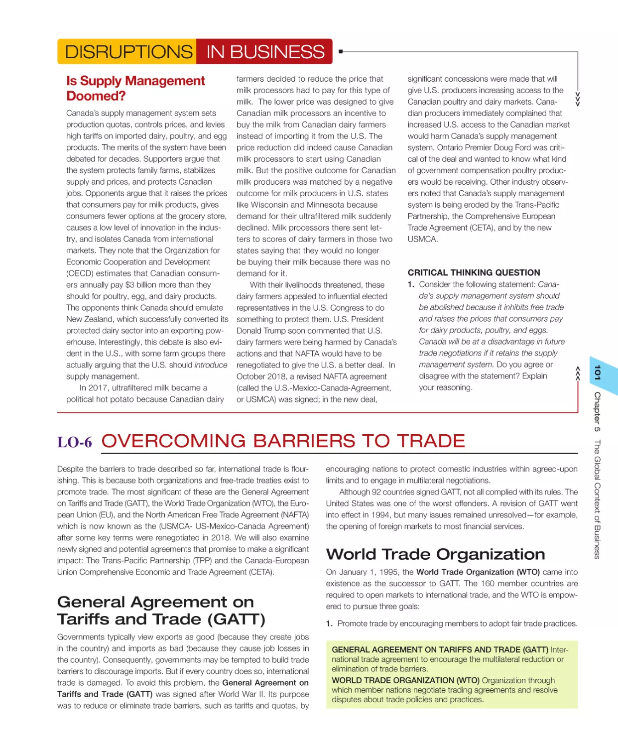 DISRUPTIONS IN BUSINESS Is Supply ManagementDoomed?
LO‐6 Overcoming Barriers to Trade
World Trade Organization