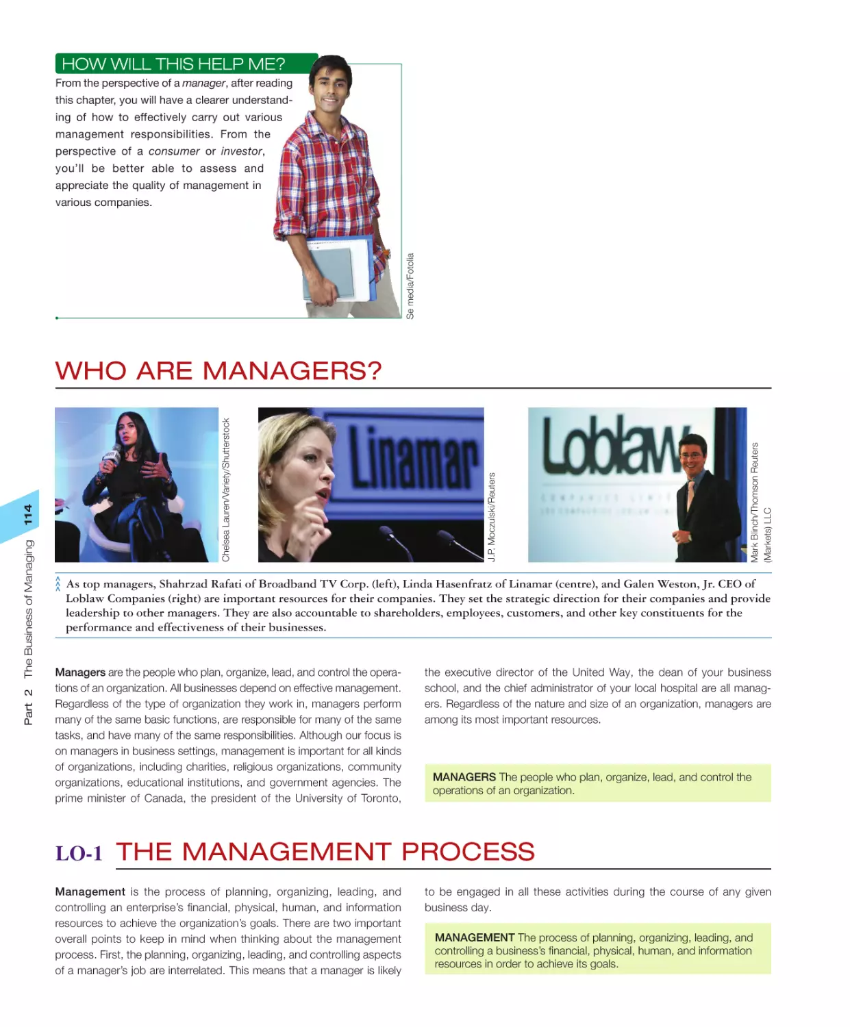Who Are Managers?
LO‐1 The Management Process