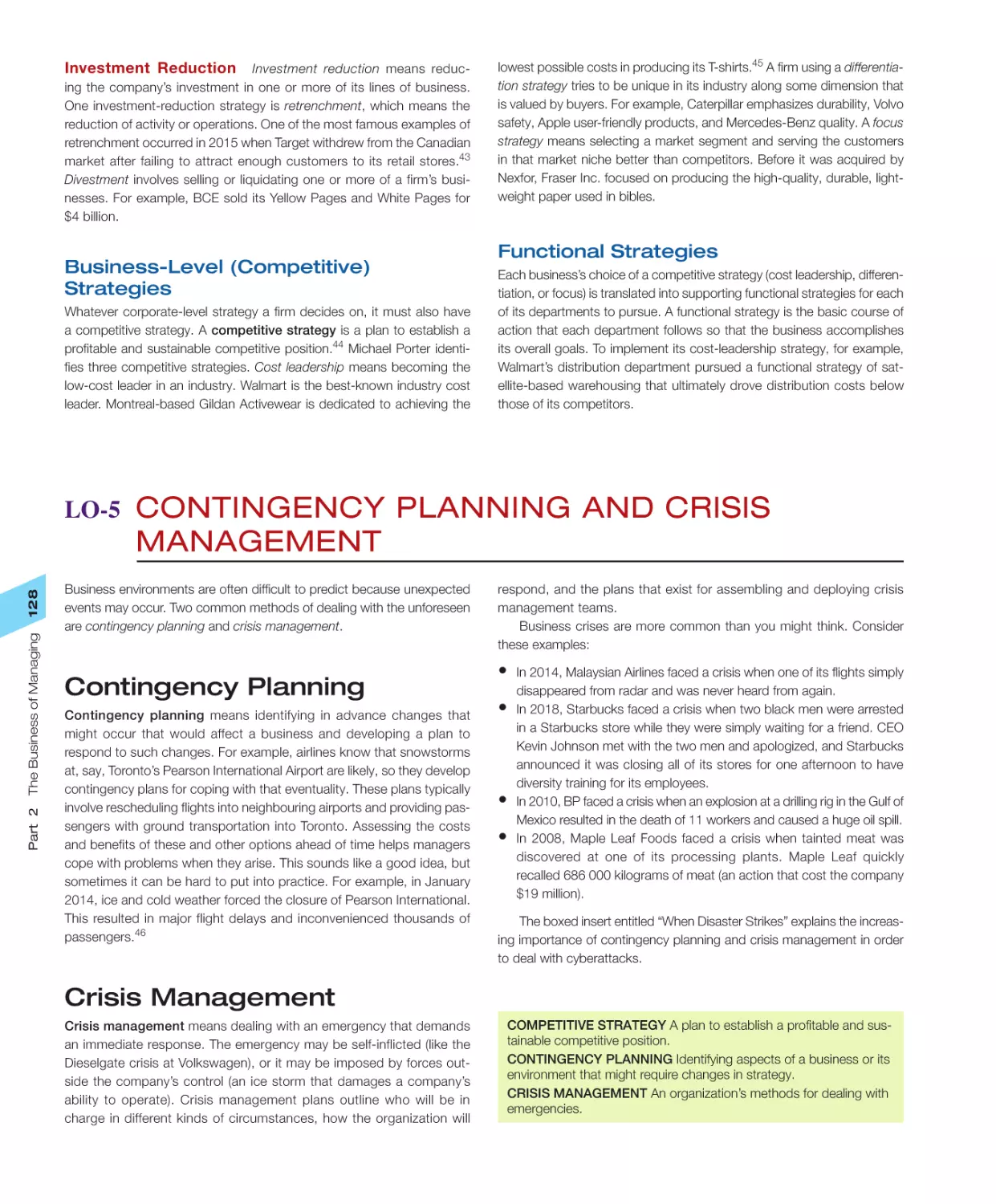 LO‐5 Contingency Planning and Crisis Management
Crisis Management