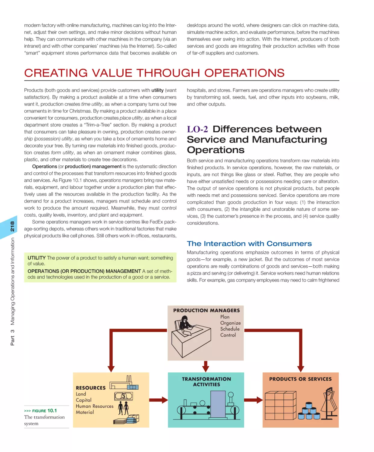 Creating Value through Operations
LO‐2 Differences between Service and Manufacturing Operations