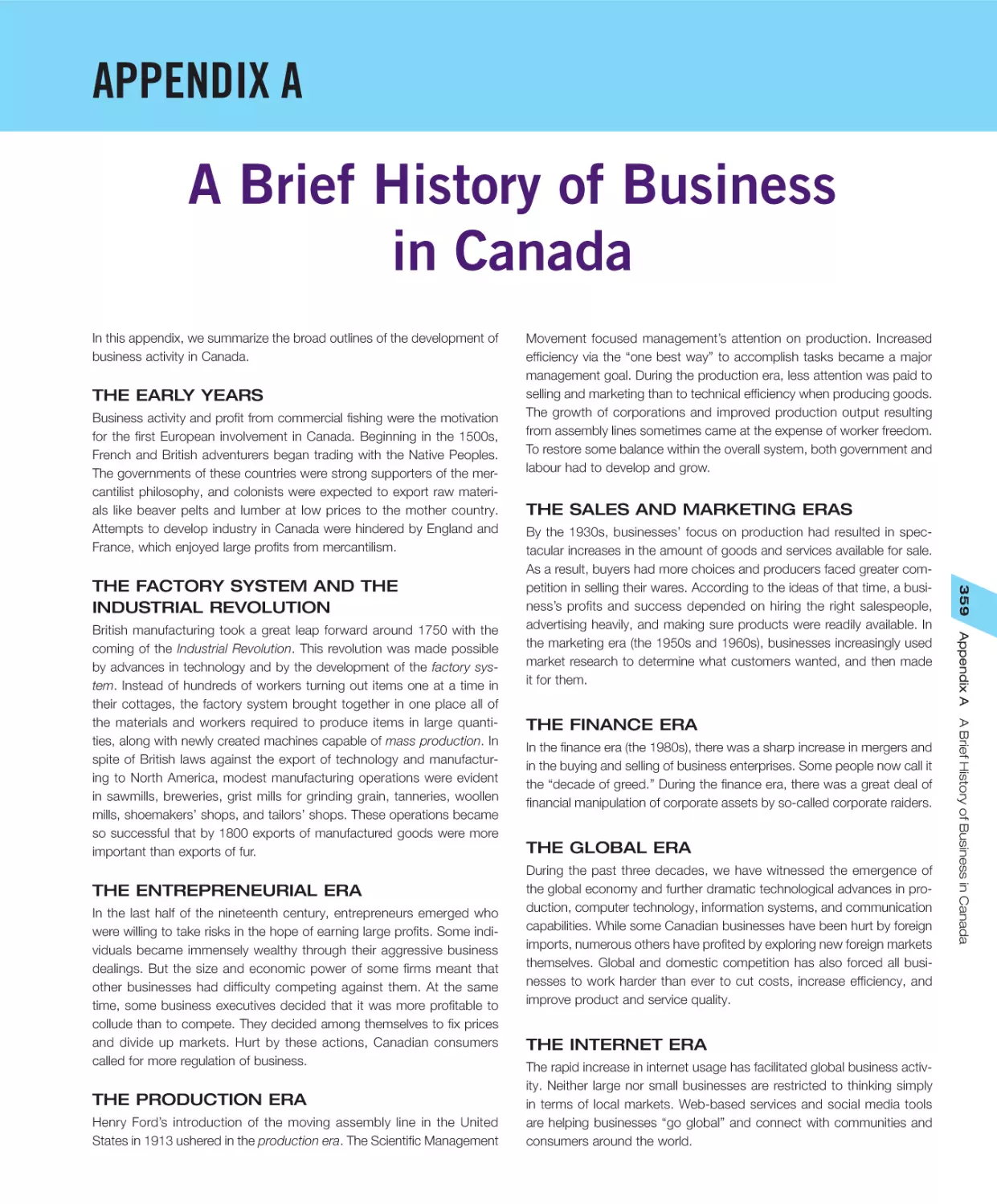 Appendix A A Brief History of Business in Canada