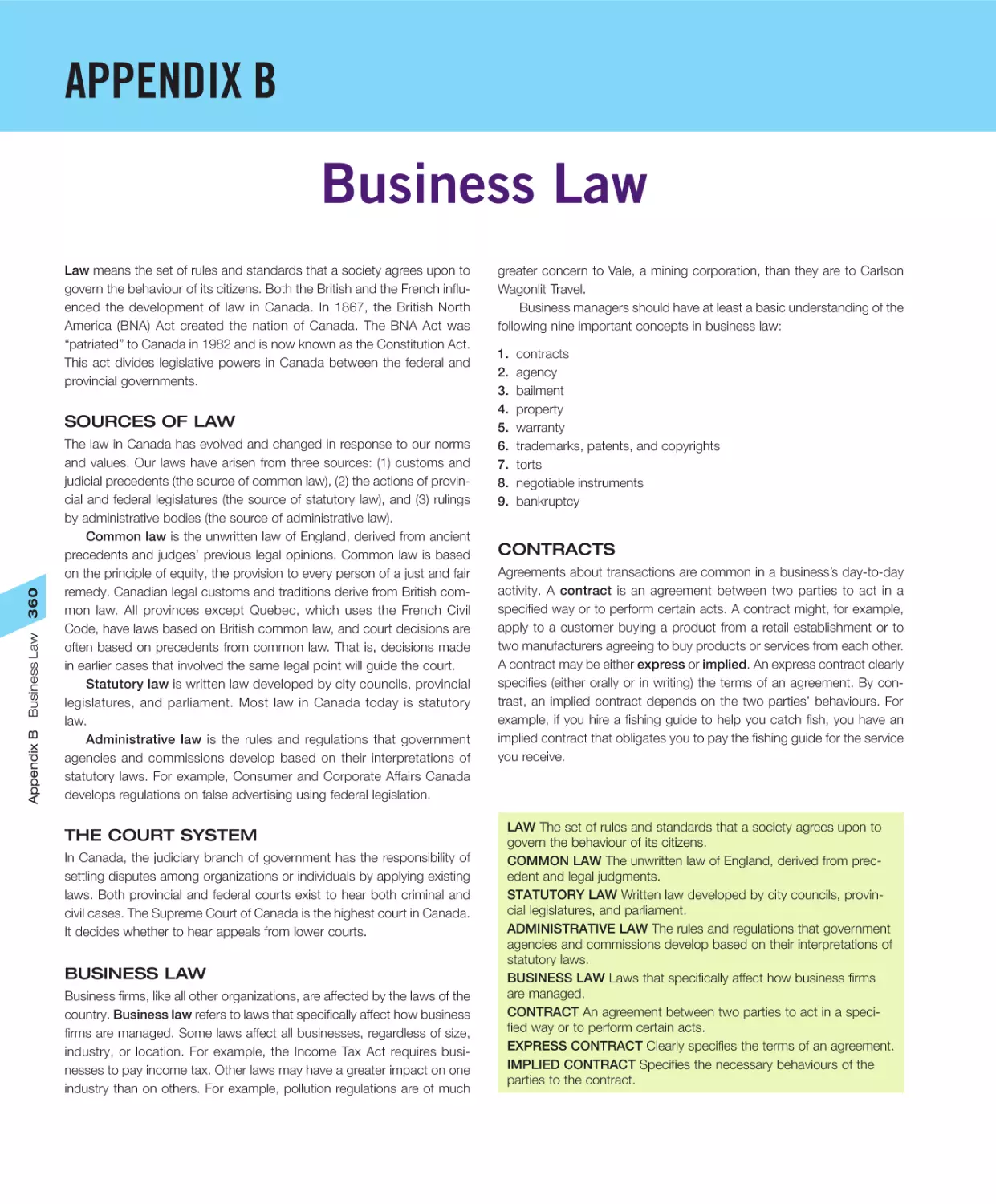Appendix B Business Law