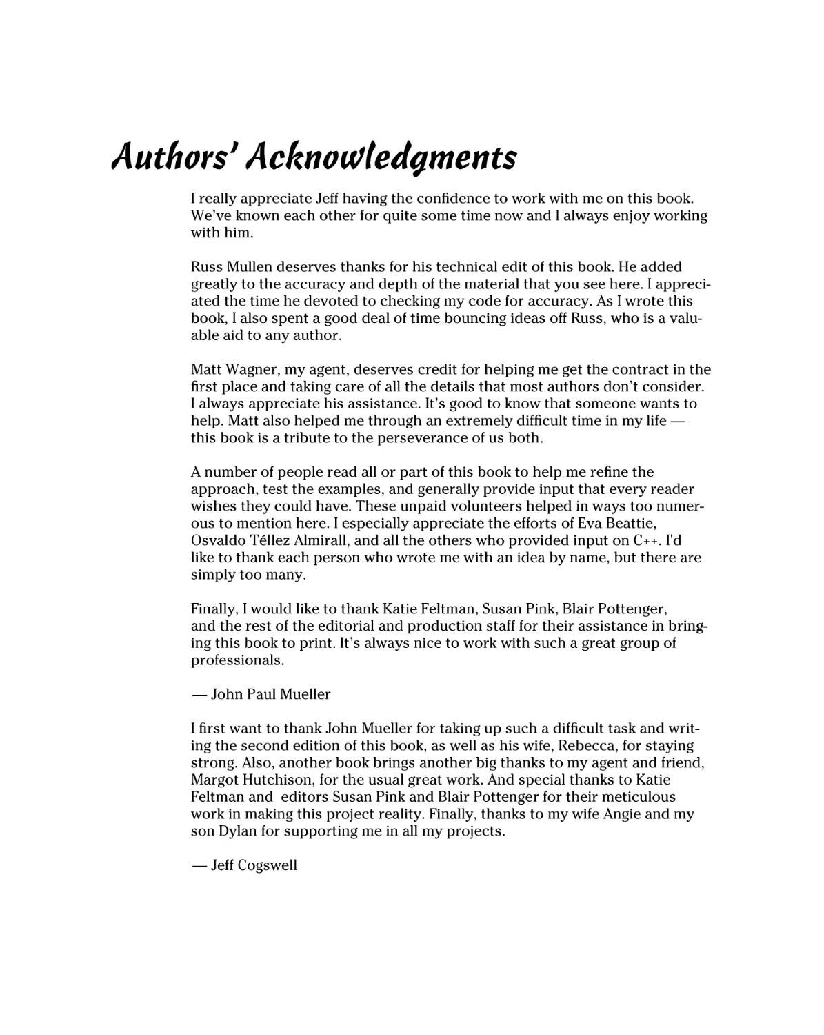 Authors’ Acknowledgments