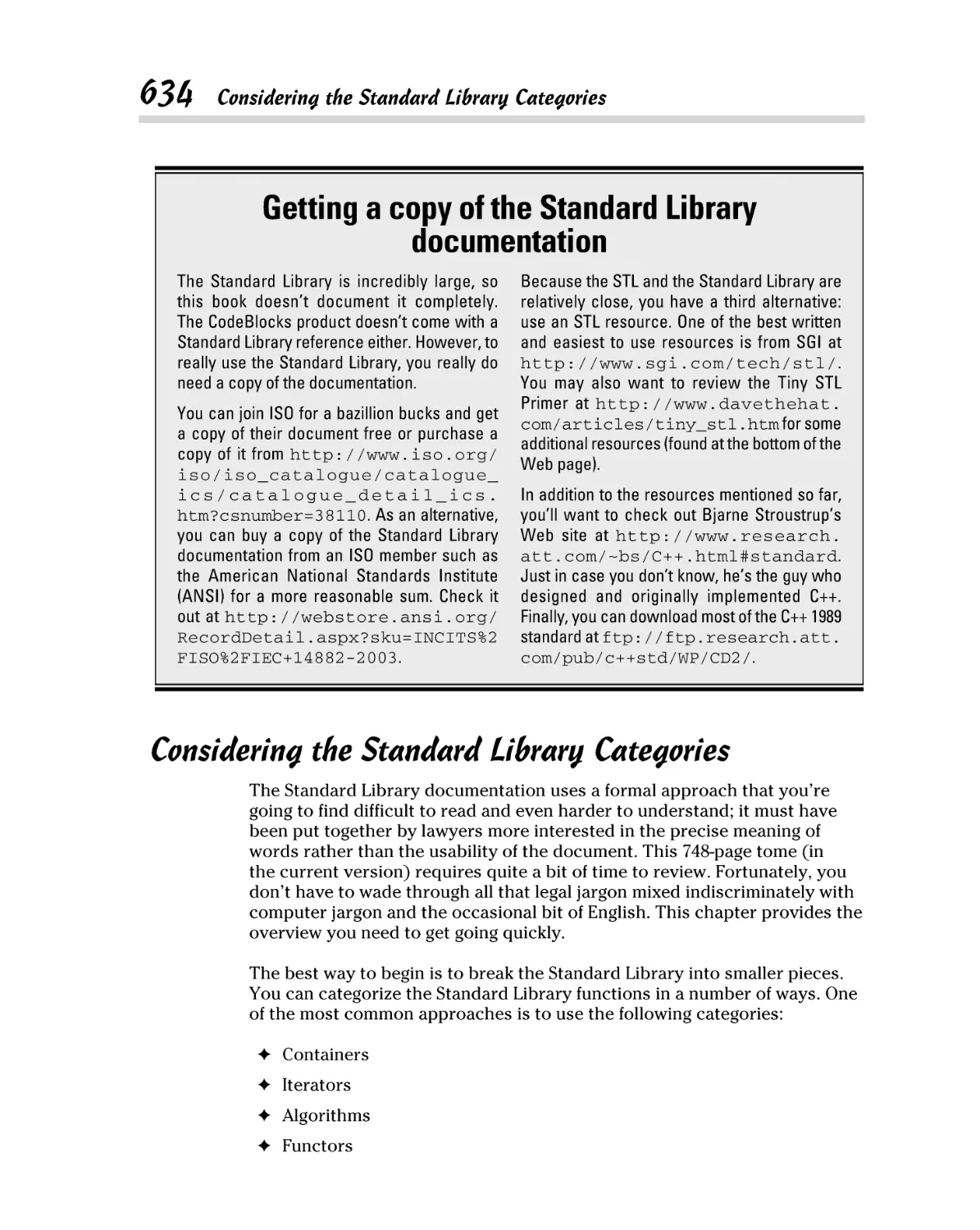 Considering the Standard Library Categories