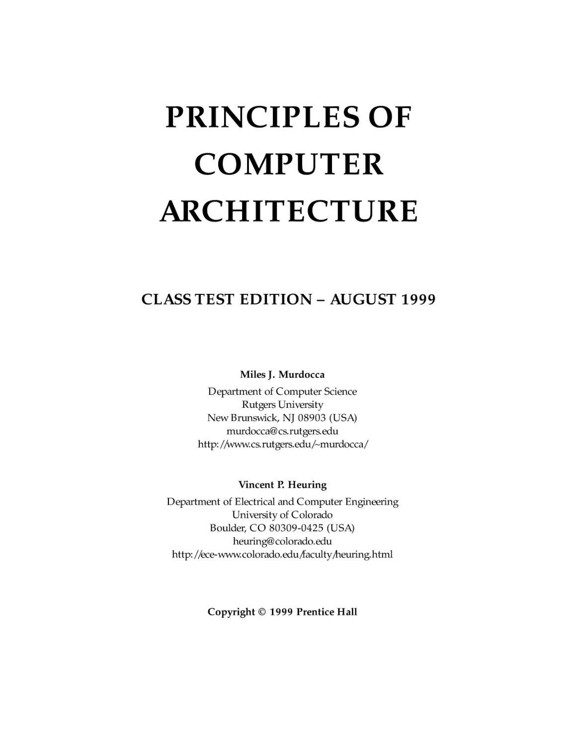 Principles of Computer Architecture