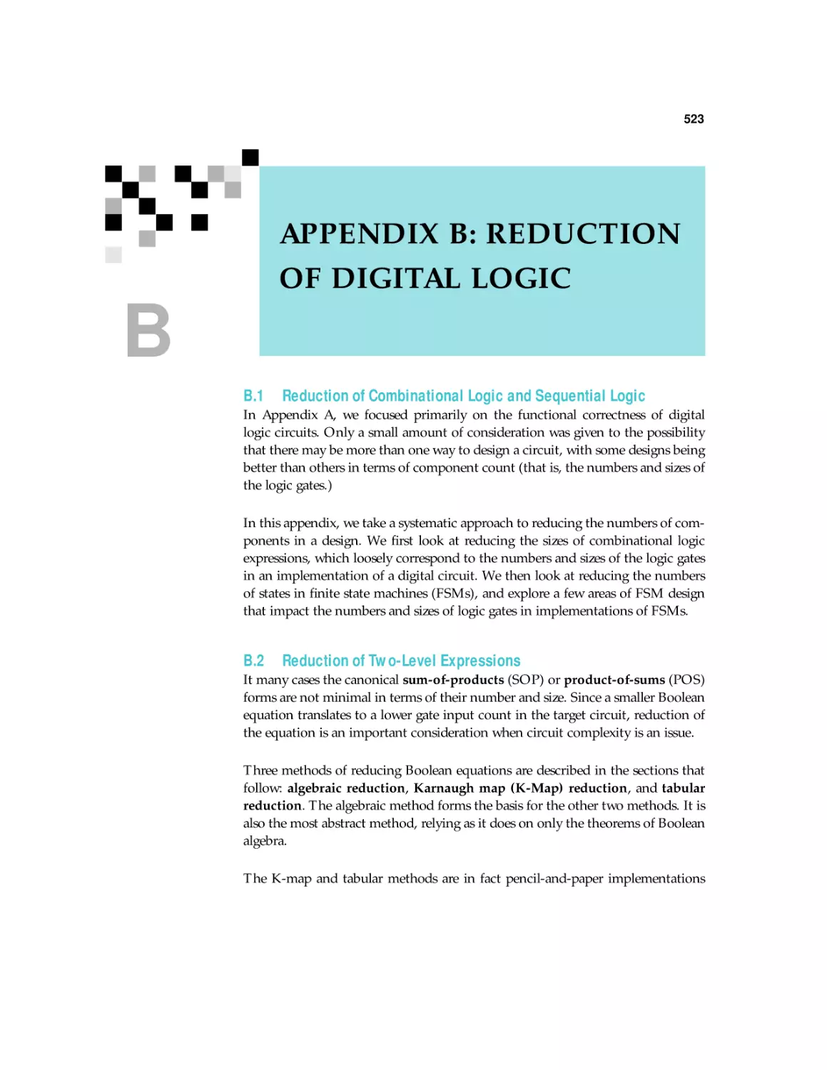 B. REDUCTION OF DIGITAL LOGIC