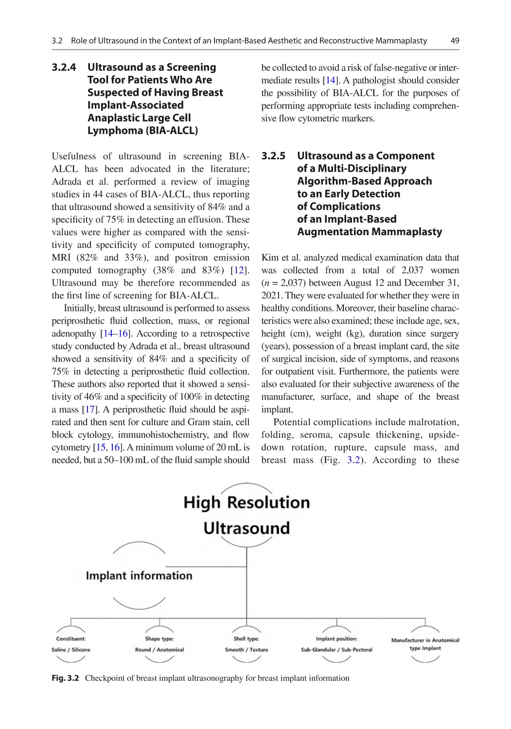 3.2.4	 Ultrasound as a Screening Tool for Patients Who Are Suspected of Having Breast Implant-Associated Anaplastic Large Cell Lymphoma (BIA-ALCL)
3.2.5	 Ultrasound as a Component of a Multi-Disciplinary Algorithm-Based Approach to an Early Detection of Complications of an Implant-Based Augmentation Mammaplasty