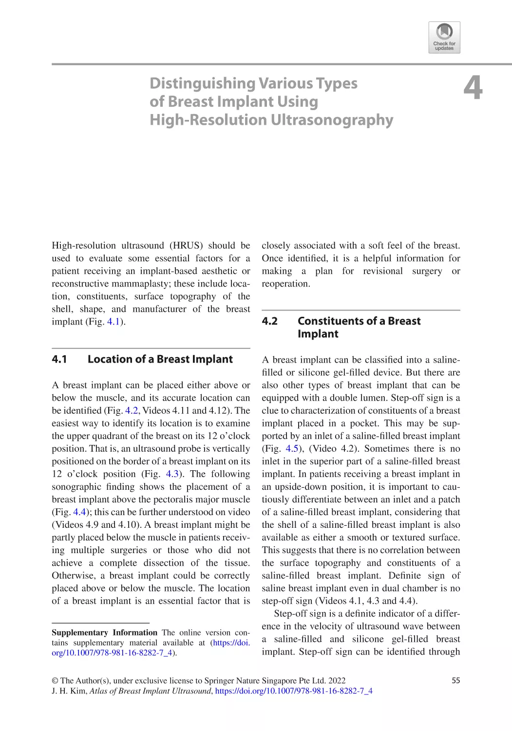 4
4.1	 Location of a Breast Implant
4.2	 Constituents of a Breast Implant