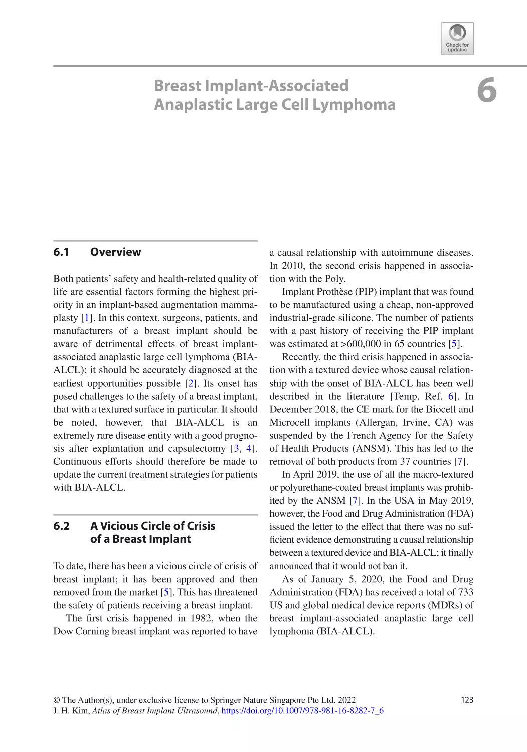 6
6.1	 Overview
6.2	 A Vicious Circle of Crisis of a Breast Implant