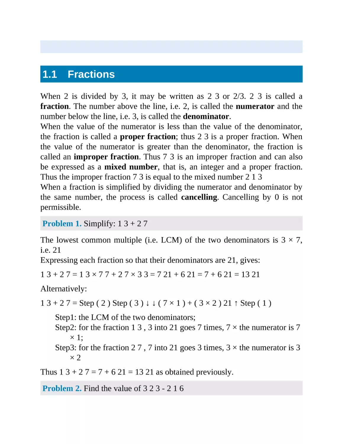 1.1 Fractions
