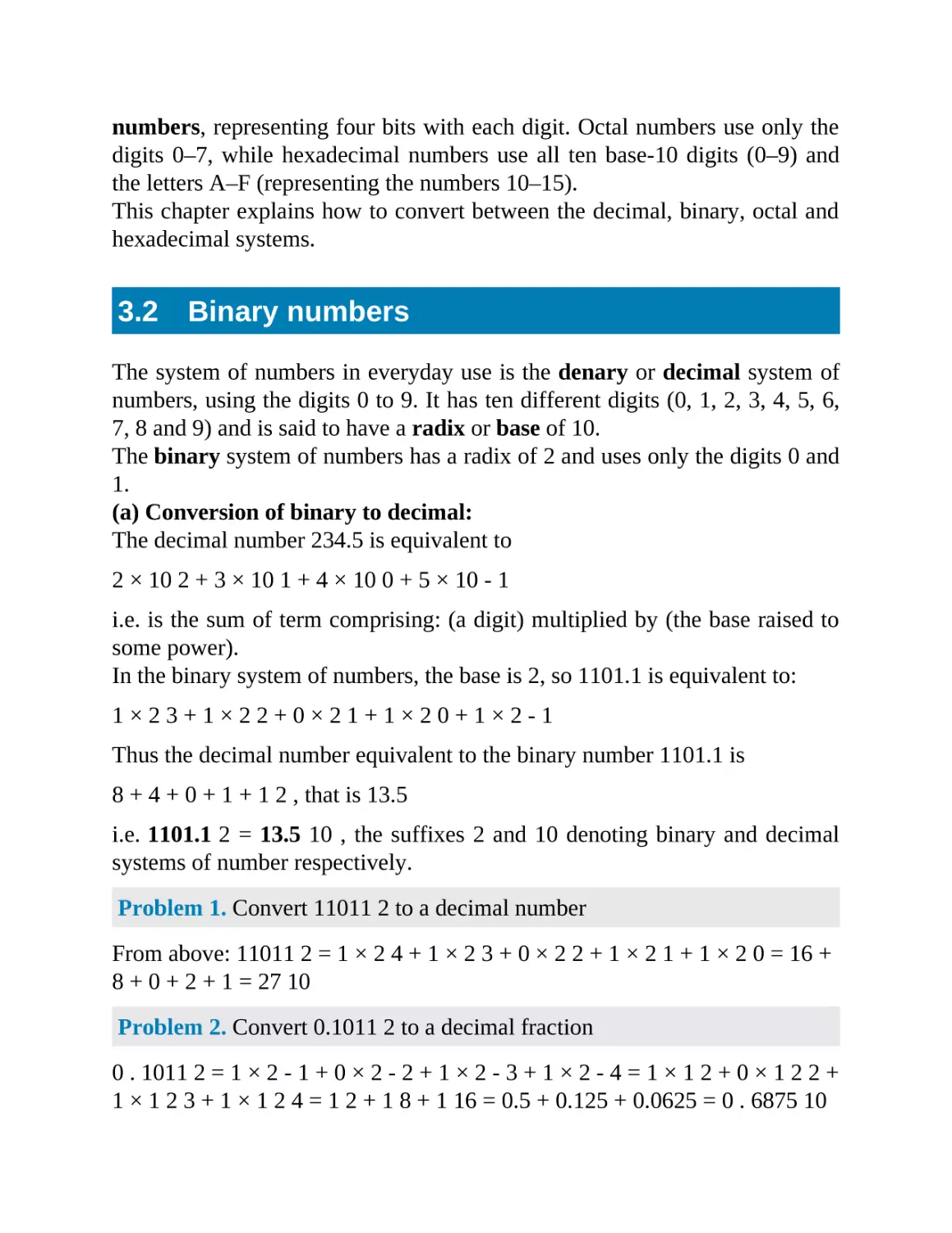3.2 Binary numbers