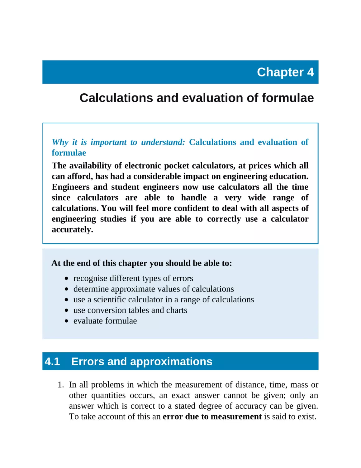 4 Calculations and evaluation of formulae
4.1 Errors and approximations