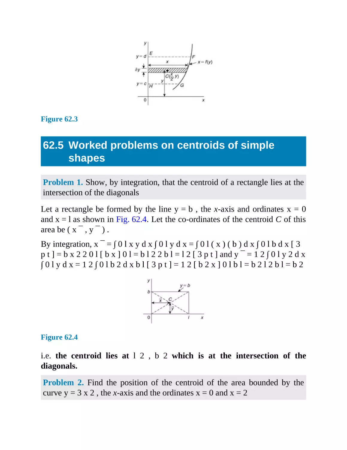 62.5 Worked problems on centroids of simple shapes