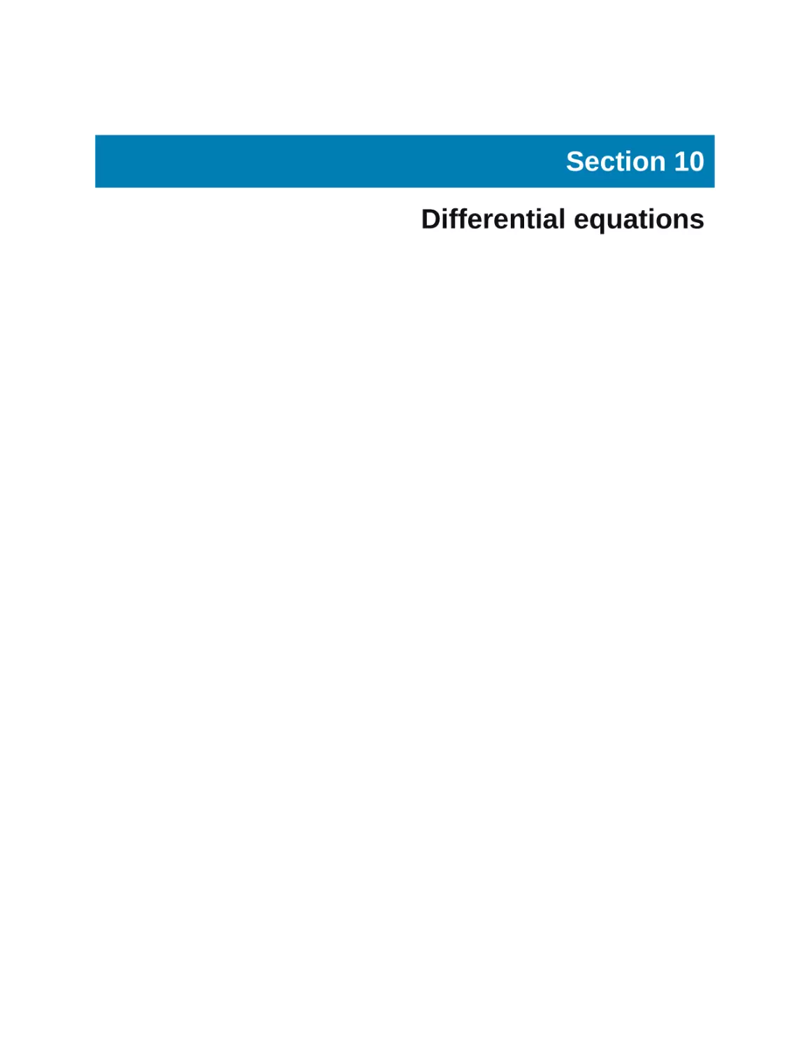 Section 10 Differential equations