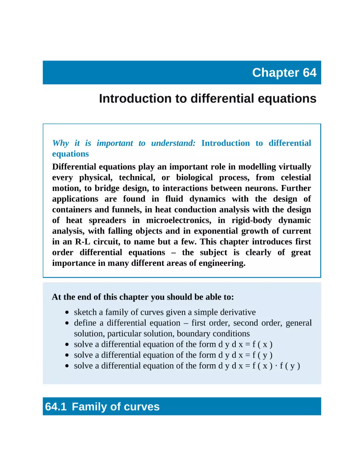 64 Introduction to differential equations
64.1 Family of curves